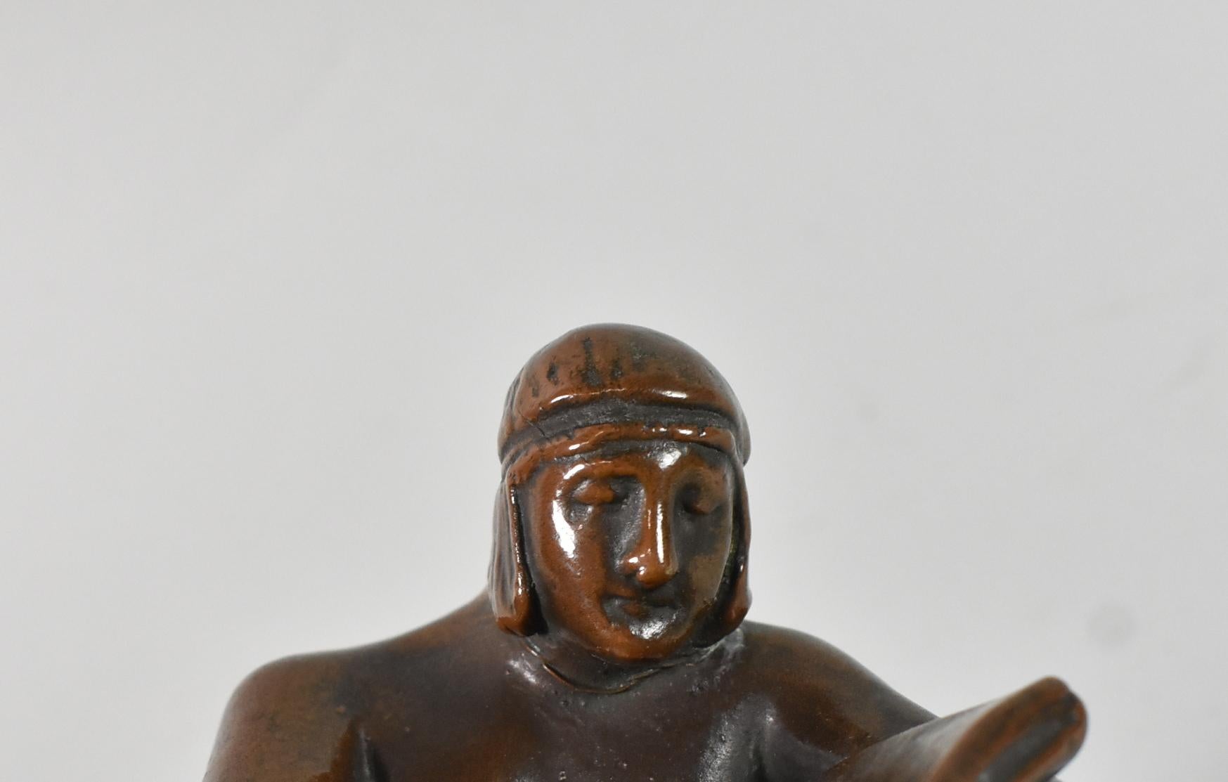 North American Pompeiian Bronze Co Bronze Clad Figural Bookends Circa 1920's For Sale