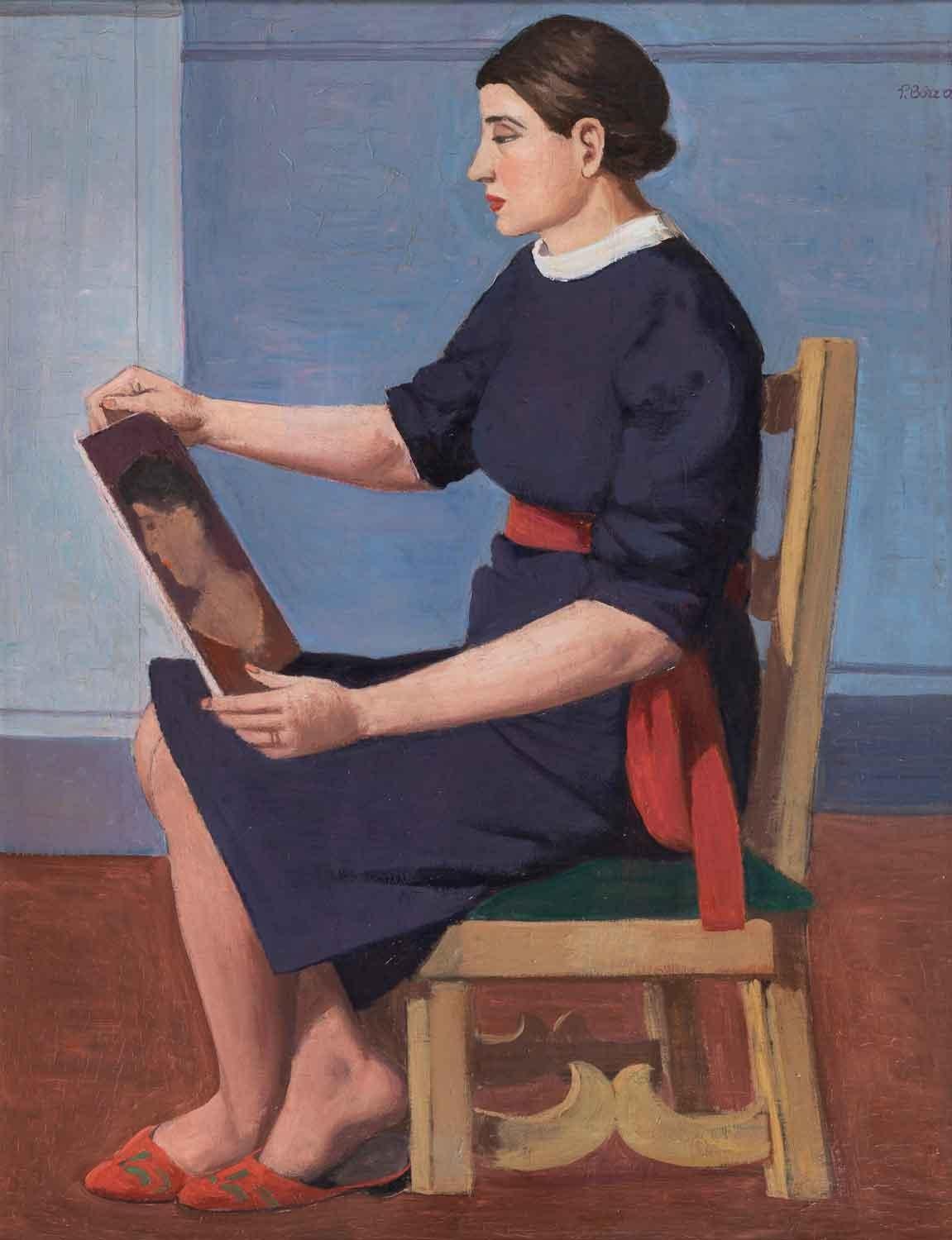 Pompeo Borra Figurative Painting - Seated Woman
