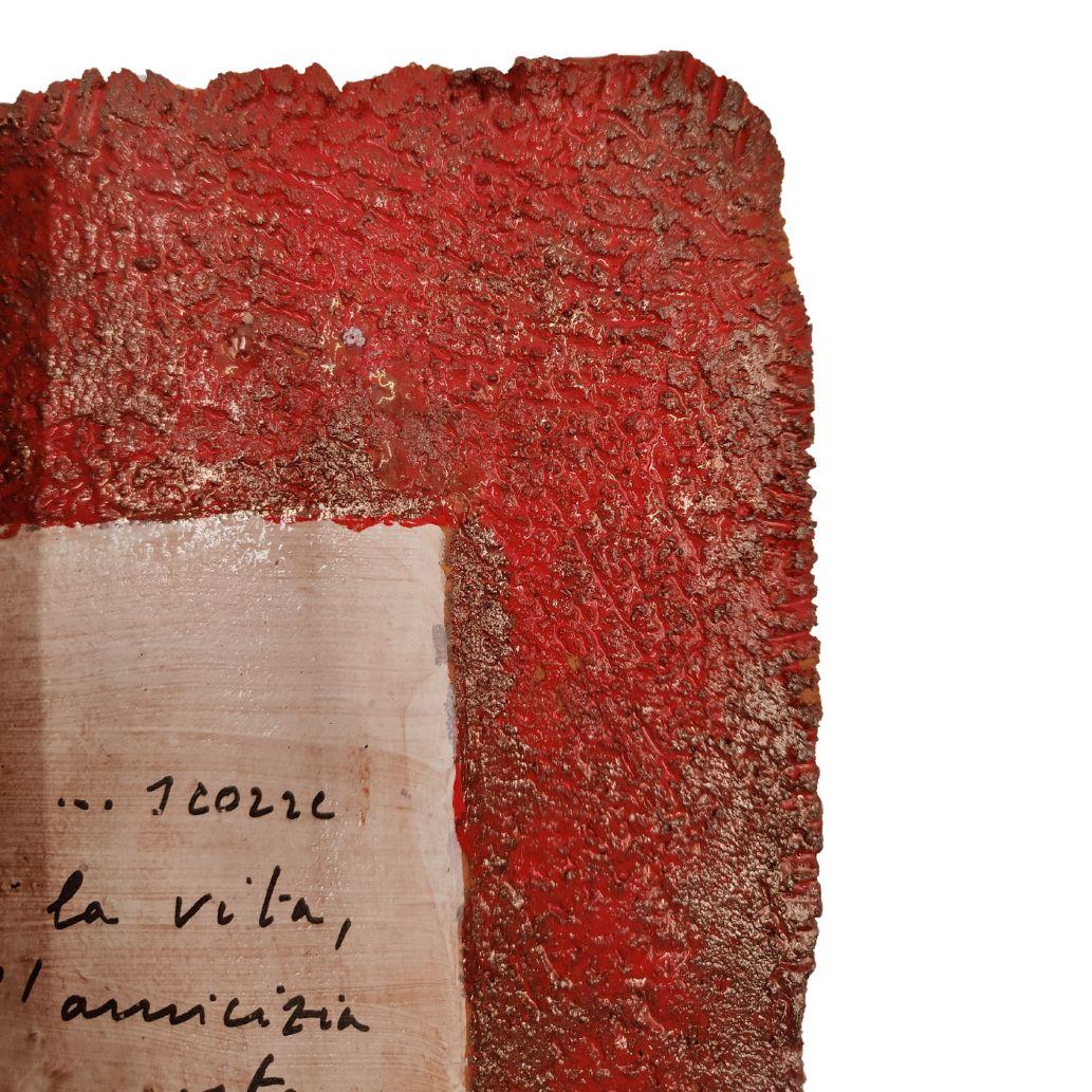 Pompeo Pianezzola : Life, Friendship Remains, 1996, céramique et parchemin rouge en vente 6