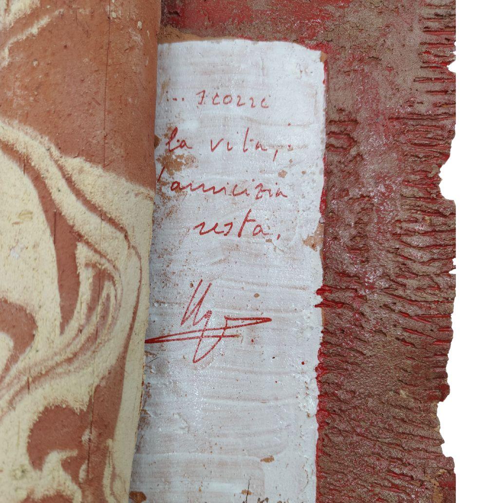 Pompeo Pianezzola: Vida, restos de amistad, 1996, pergamino cerámico bicolor en venta 9