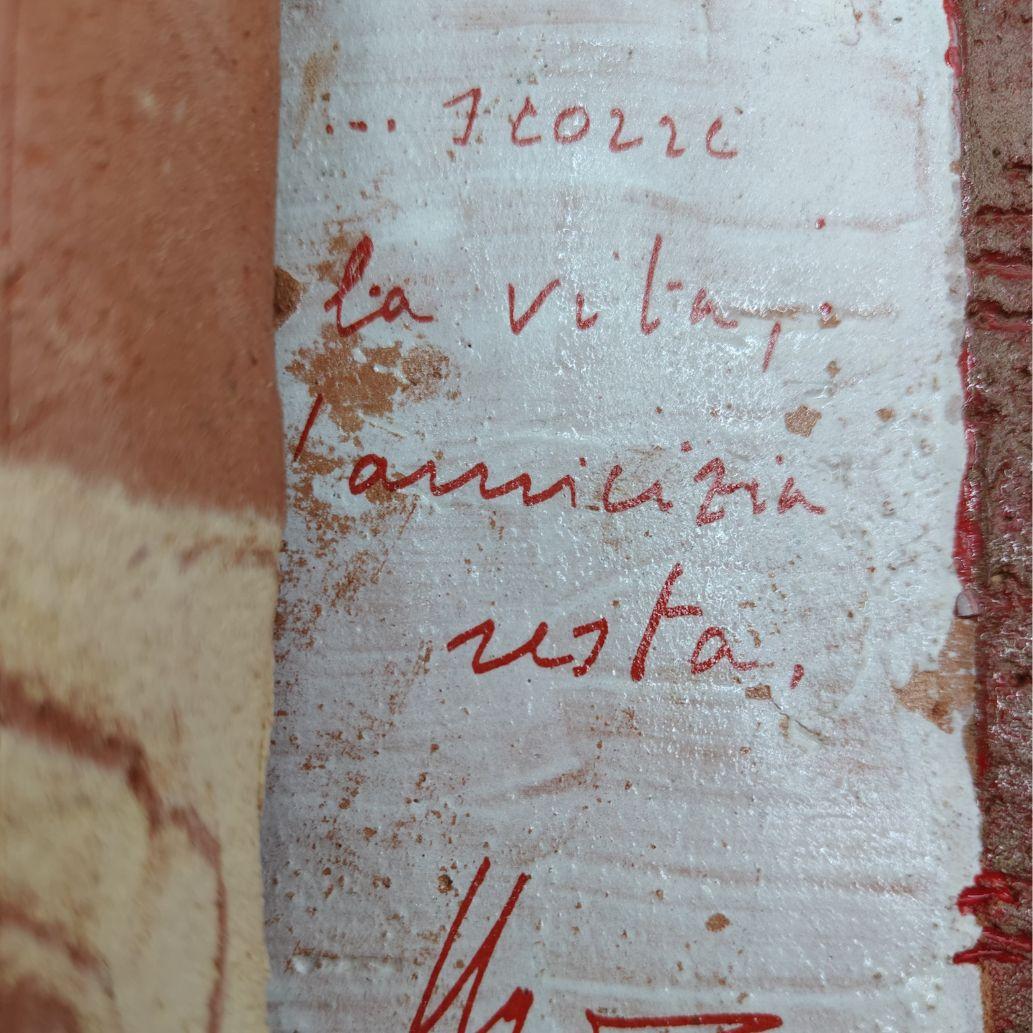 Pompeo Pianezzola: Vida, restos de amistad, 1996, pergamino cerámico bicolor en venta 12