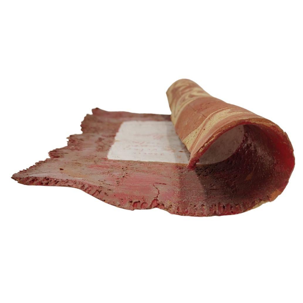 Pompeo Pianezzola: Vida, restos de amistad, 1996, pergamino cerámico bicolor en venta 7