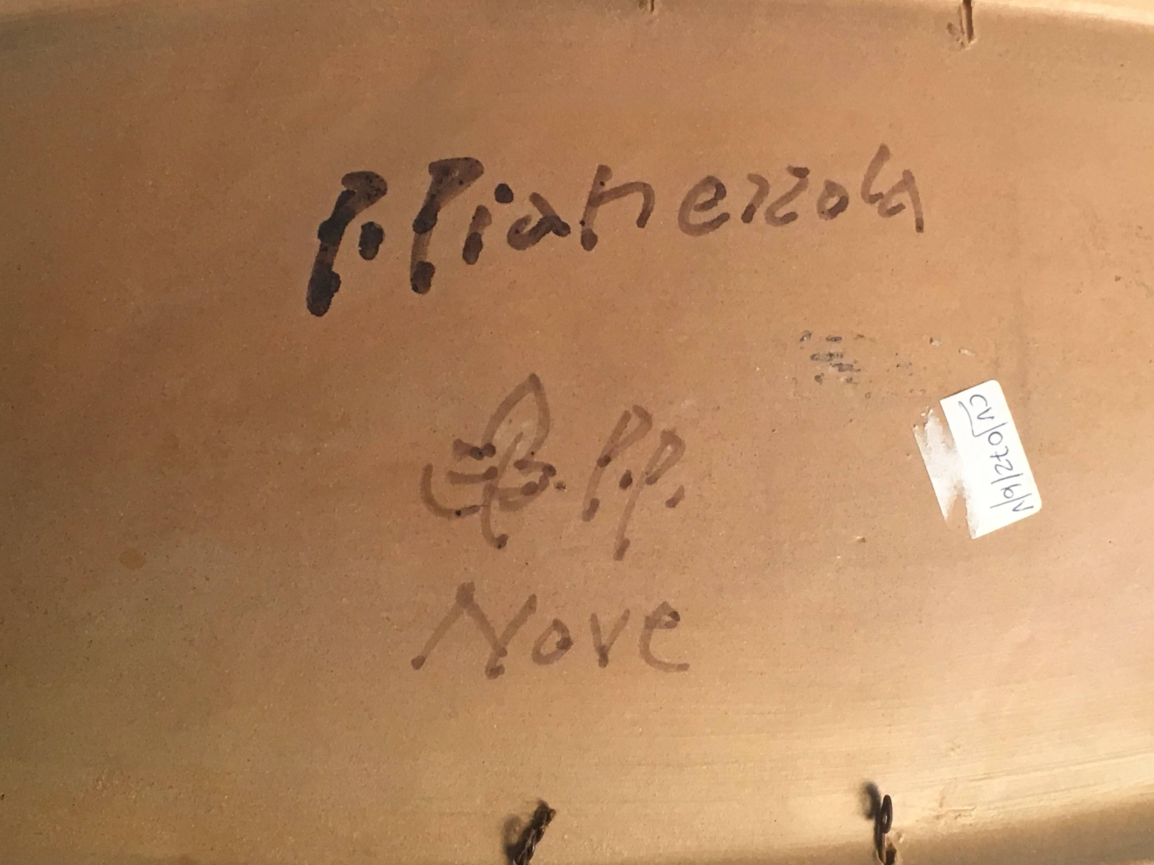 Pompeo Pianezzola Keramikteller aus der Mitte des Jahrhunderts Nove-Vicenza, Italien (Mitte des 20. Jahrhunderts)