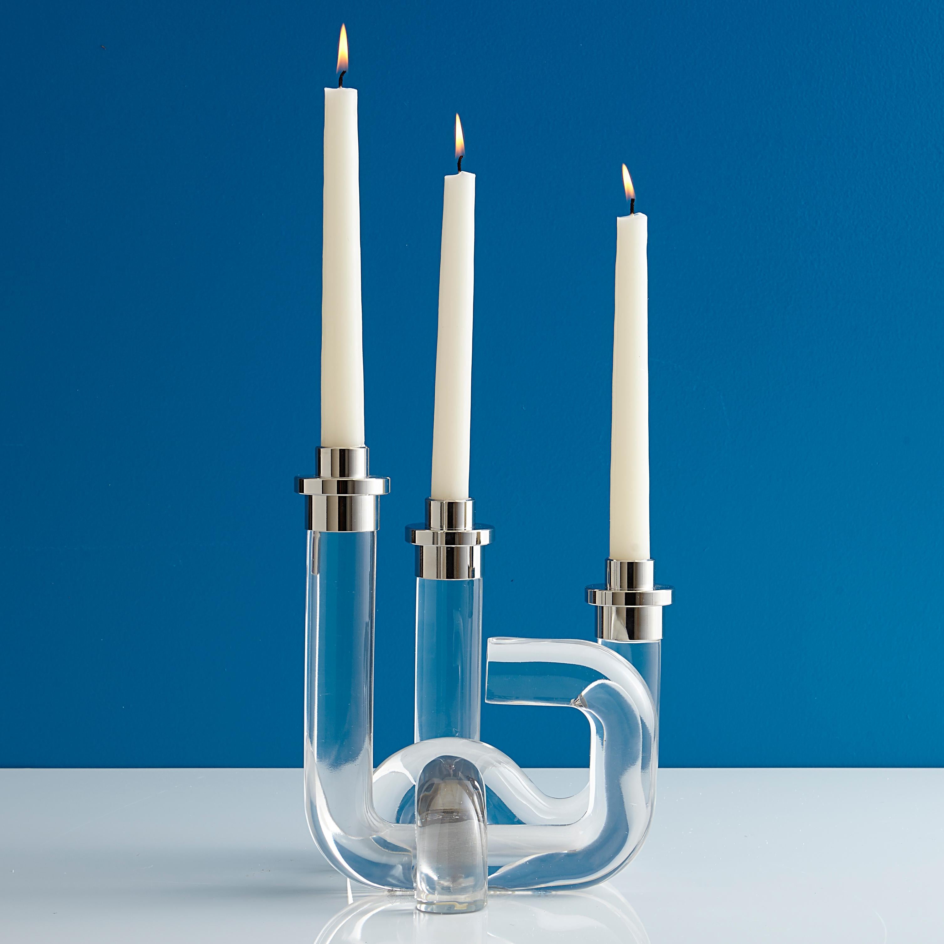 Pompidou Lucite Candleholder in Clear For Sale 1