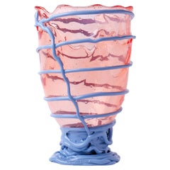 Pompitu II Large Clear Ruby & Cerulean Resin Vase by Gaetano Pesce