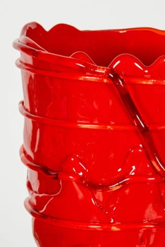 Pompitu II Vase (Large), Clear Red and Matte Red by Gaetano Pesce