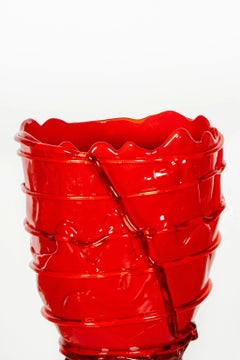 Pompitu II Vase (Large), Clear Red and Matte Red by Gaetano Pesce