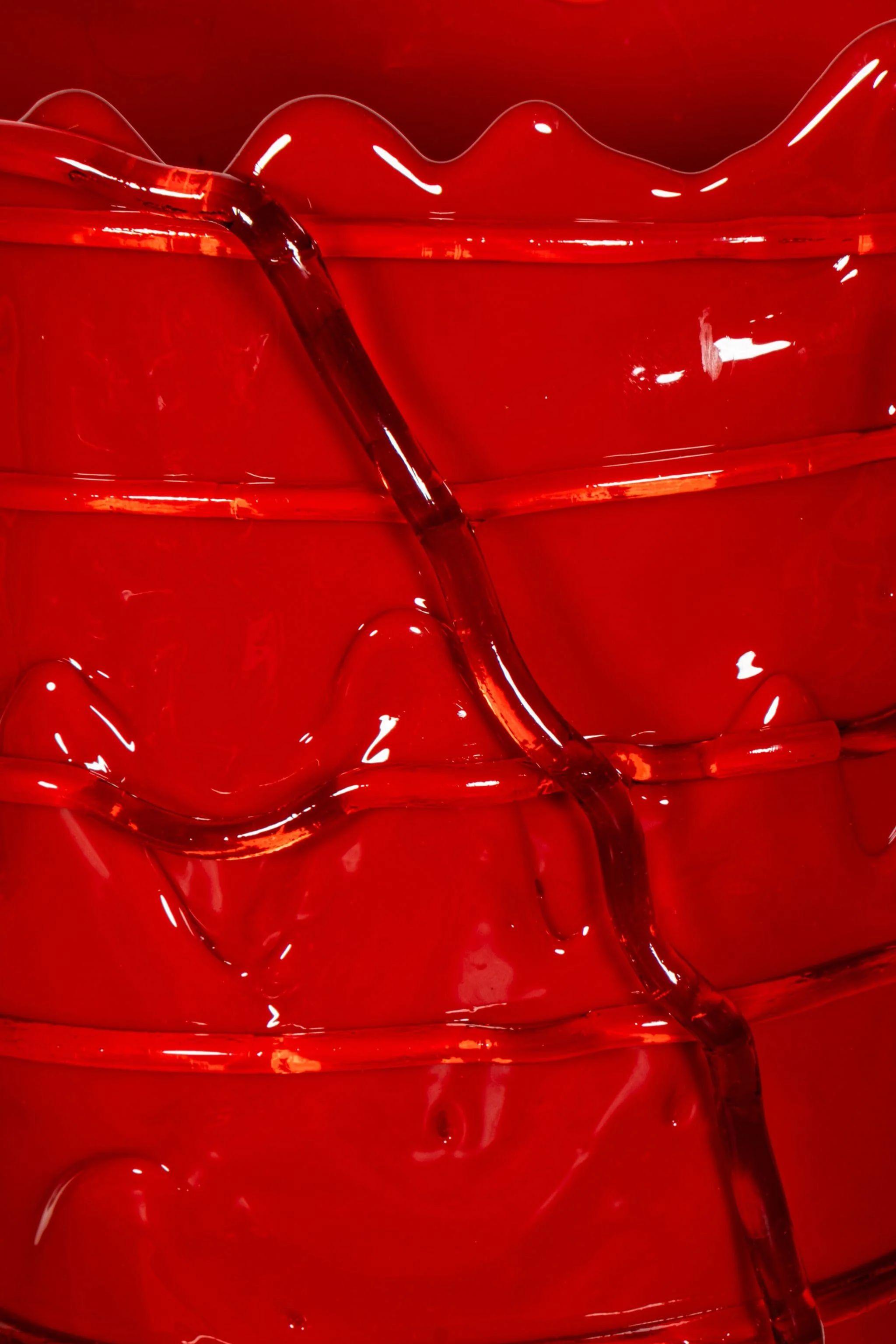 italien Vase Pompitu II, rouge clair et rouge mat par Gaetano Pesce en vente