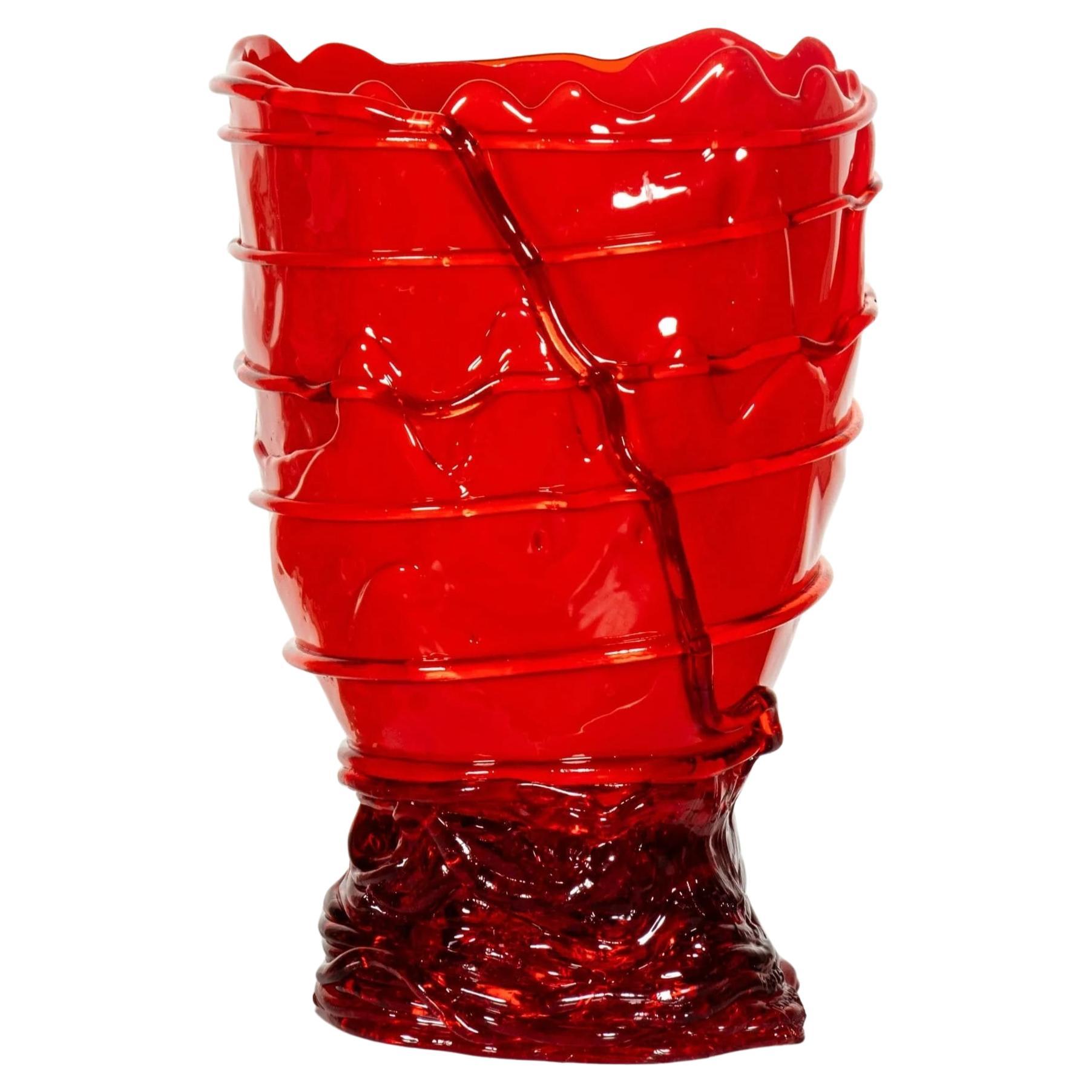 Pompitu II Vase (Large), Clear Red and Matte Red by Gaetano Pesce