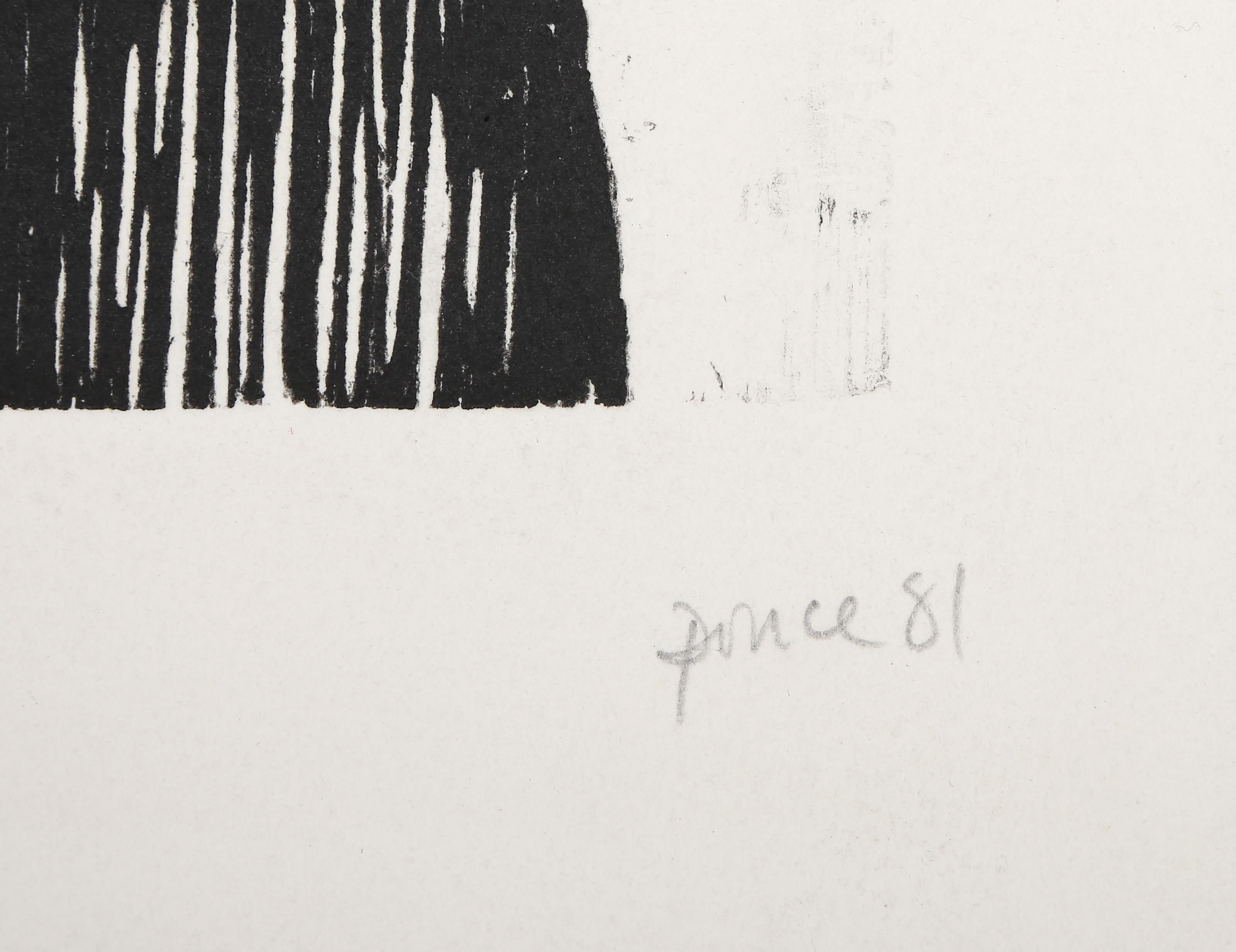 Woman Standing, Surrealist Woodcut by Ponce For Sale 3