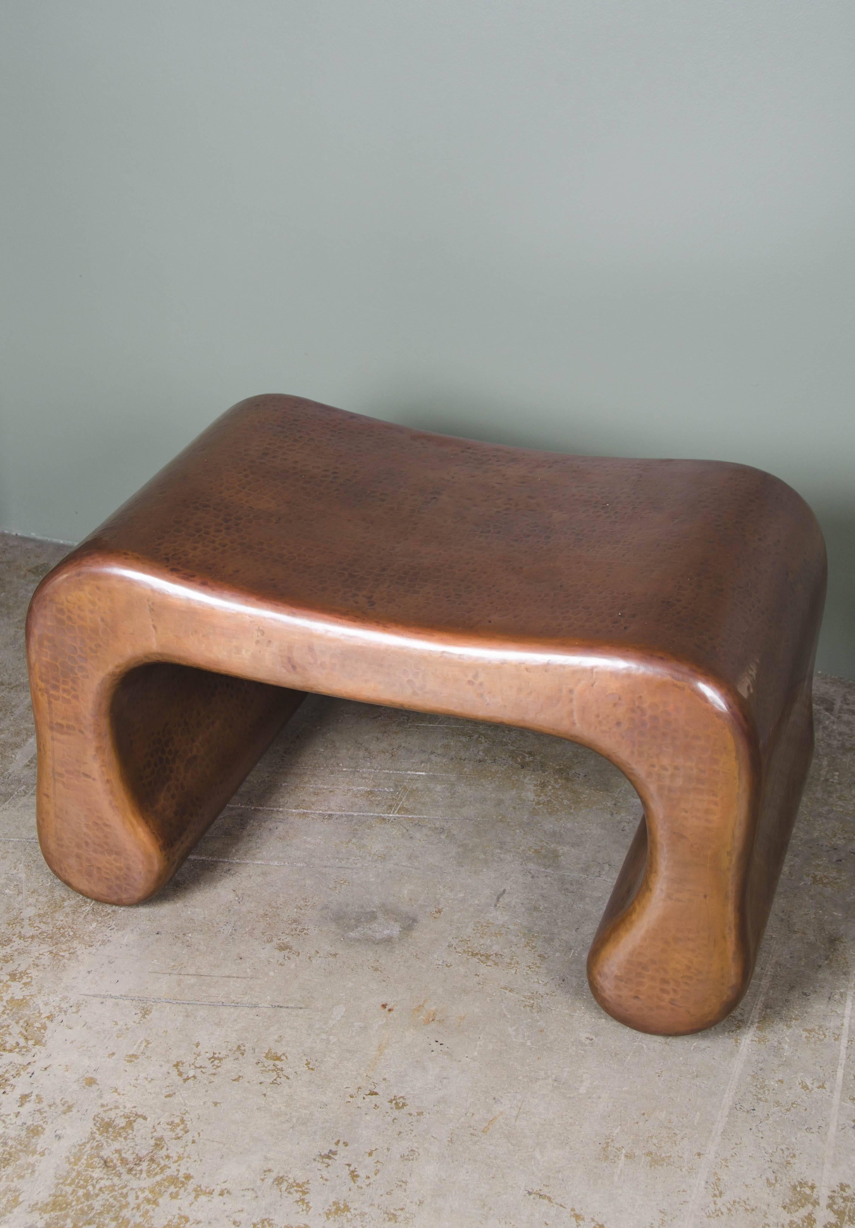 Repoussé Pong Leg Seat, Copper by Robert Kuo, Limited Edition, In Stock For Sale