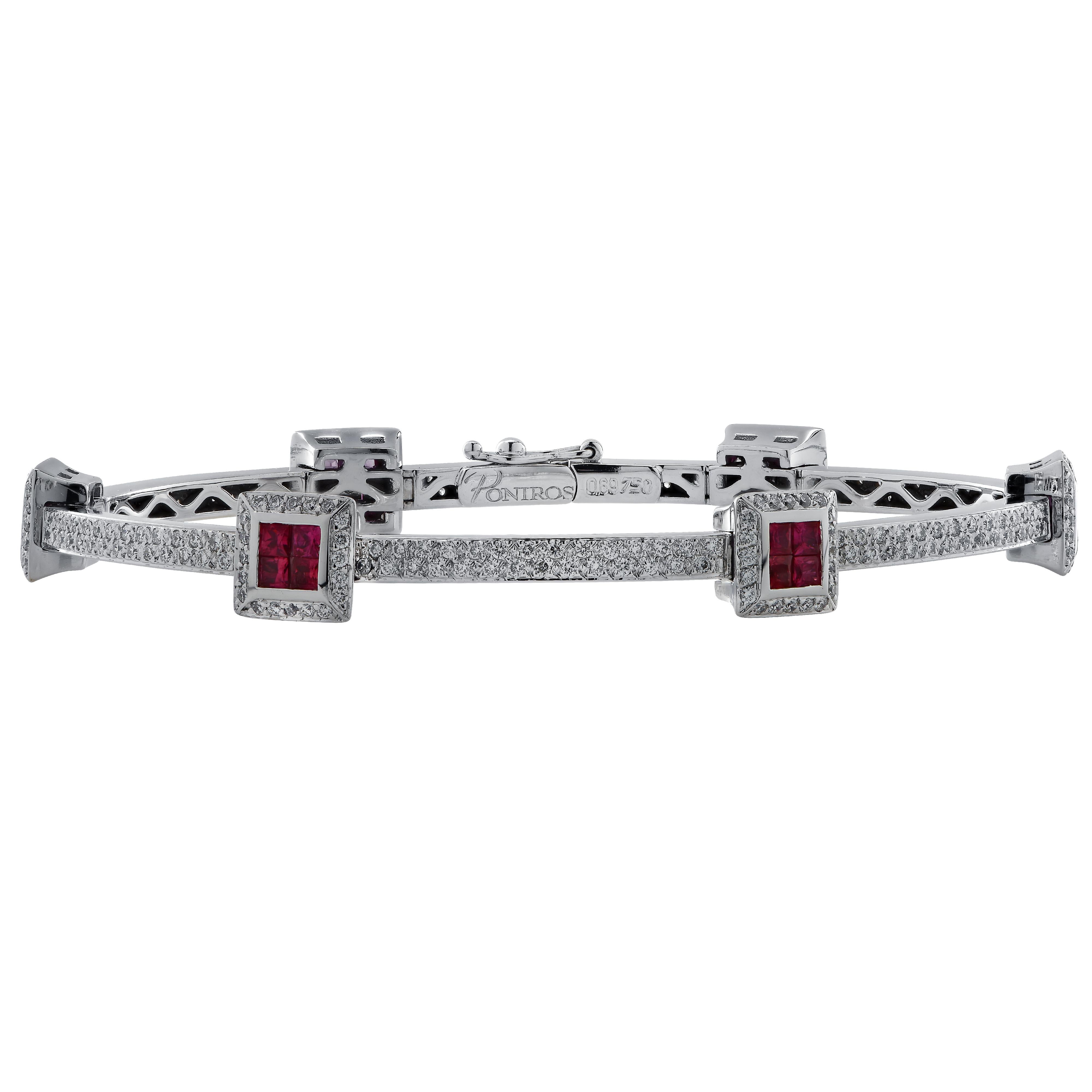 Poniros Ruby and Diamond Bracelet (Carréschliff)