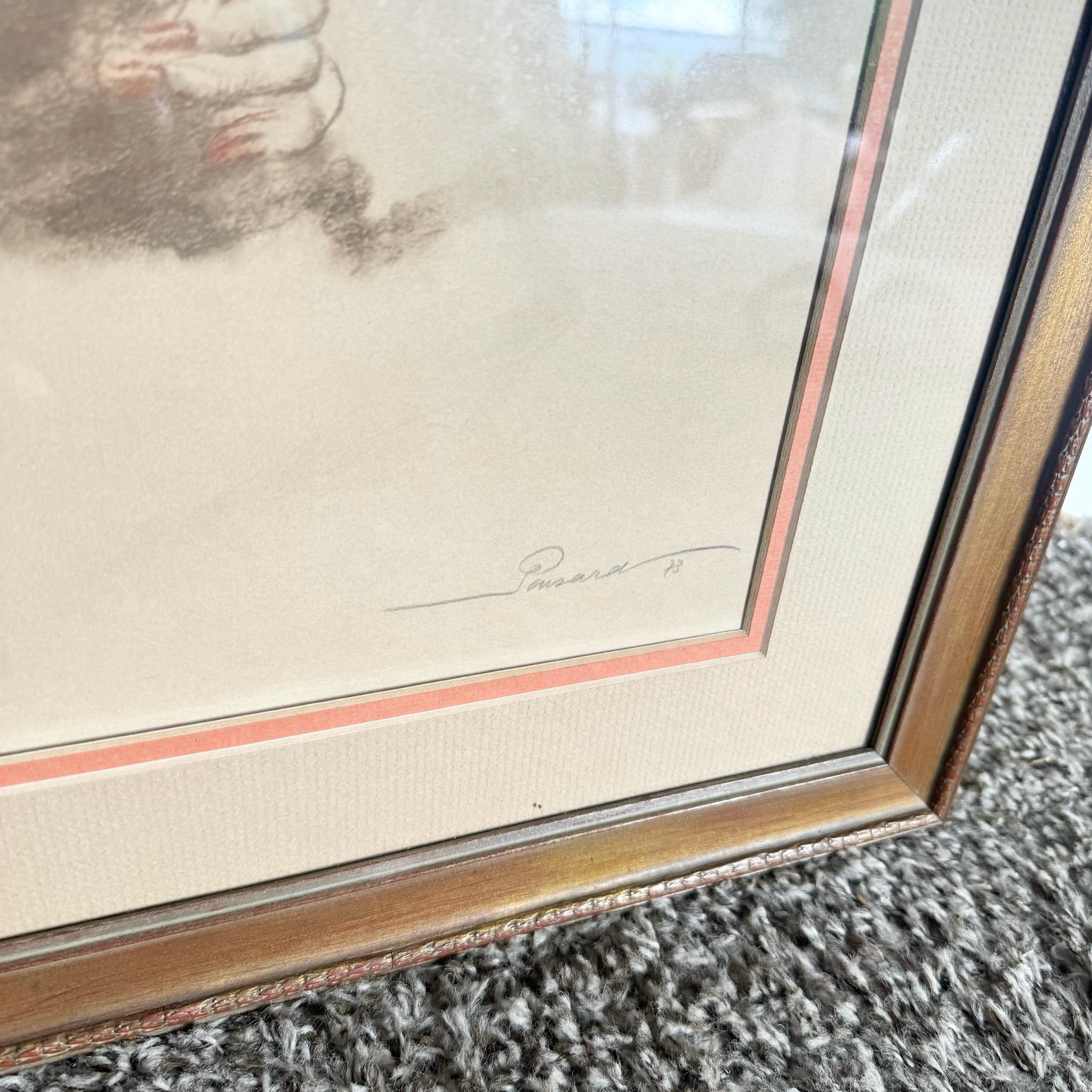 Ponsard Desnudo reclinado Impresión firmada y enmarcada 1973 finales del siglo XX en venta