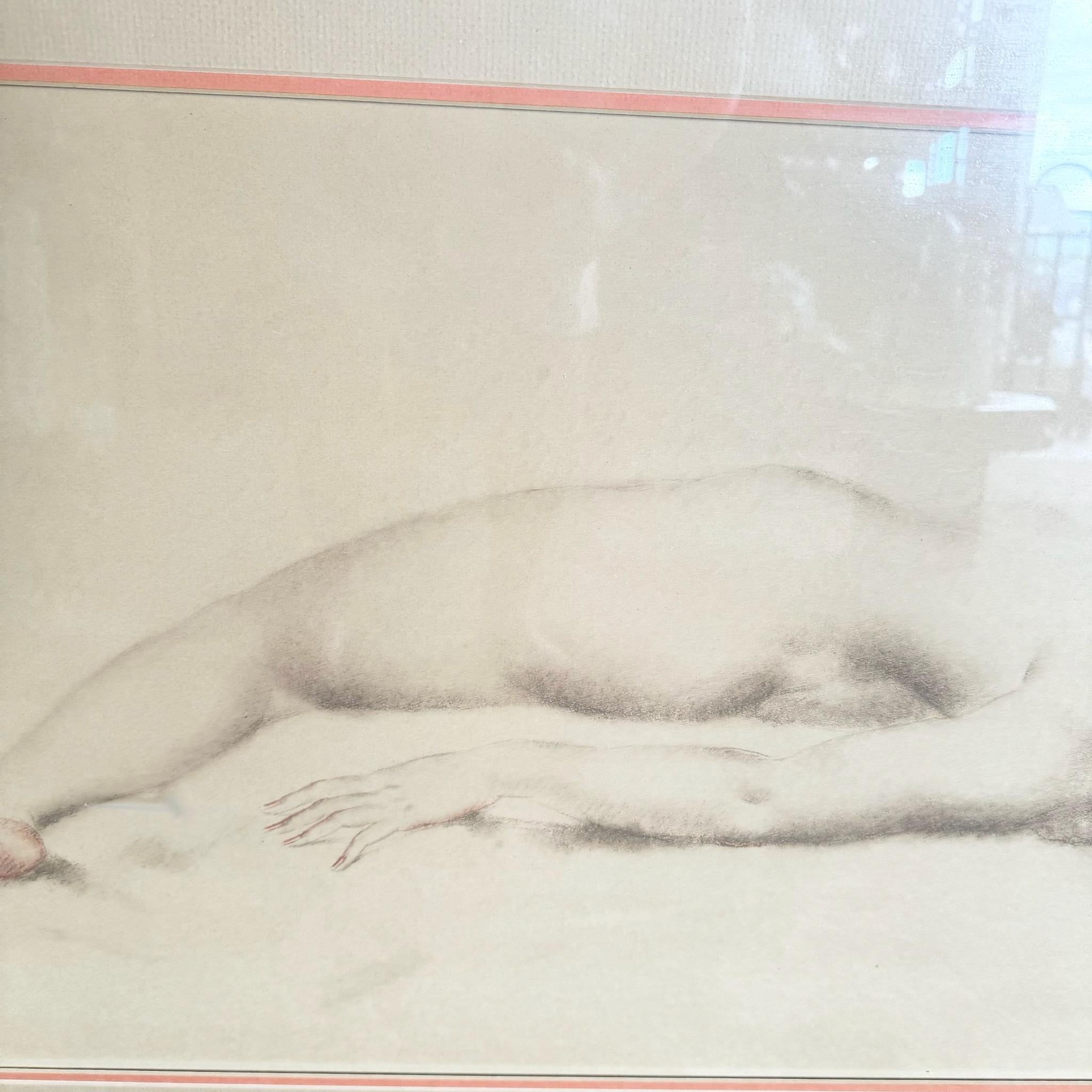 Ponsard Desnudo reclinado Impresión firmada y enmarcada 1973 en venta 2
