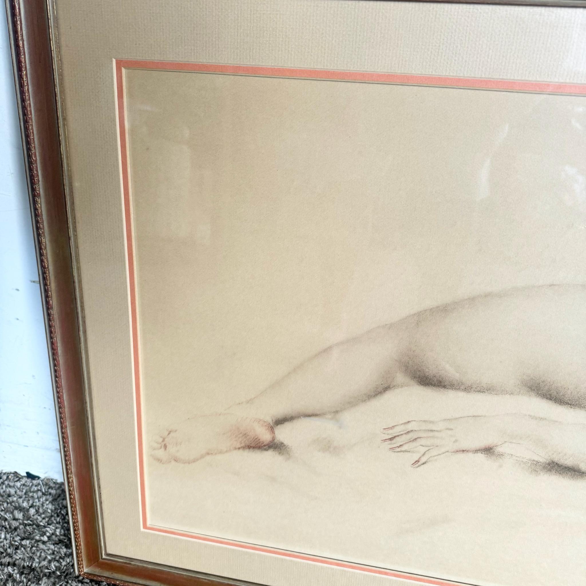 Ponsard Desnudo reclinado Impresión firmada y enmarcada 1973 en venta 3