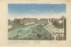 Pont Marie and Pont Rouge in Paris – Hand-Colored Optical View, ca. 1770