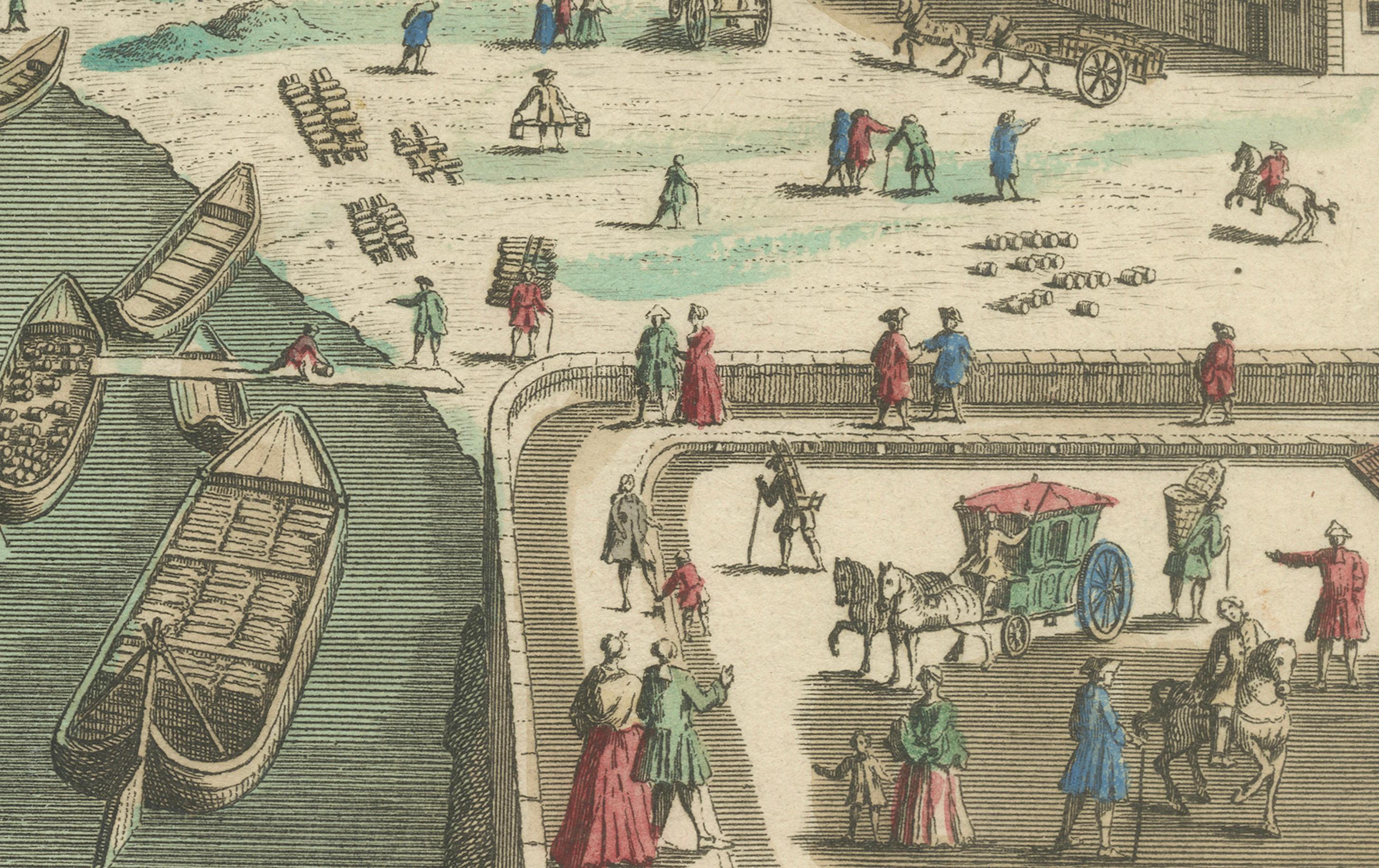 Pont Marie and Pont Rouge in Paris – Hand-Colored Optical View, ca. 1770