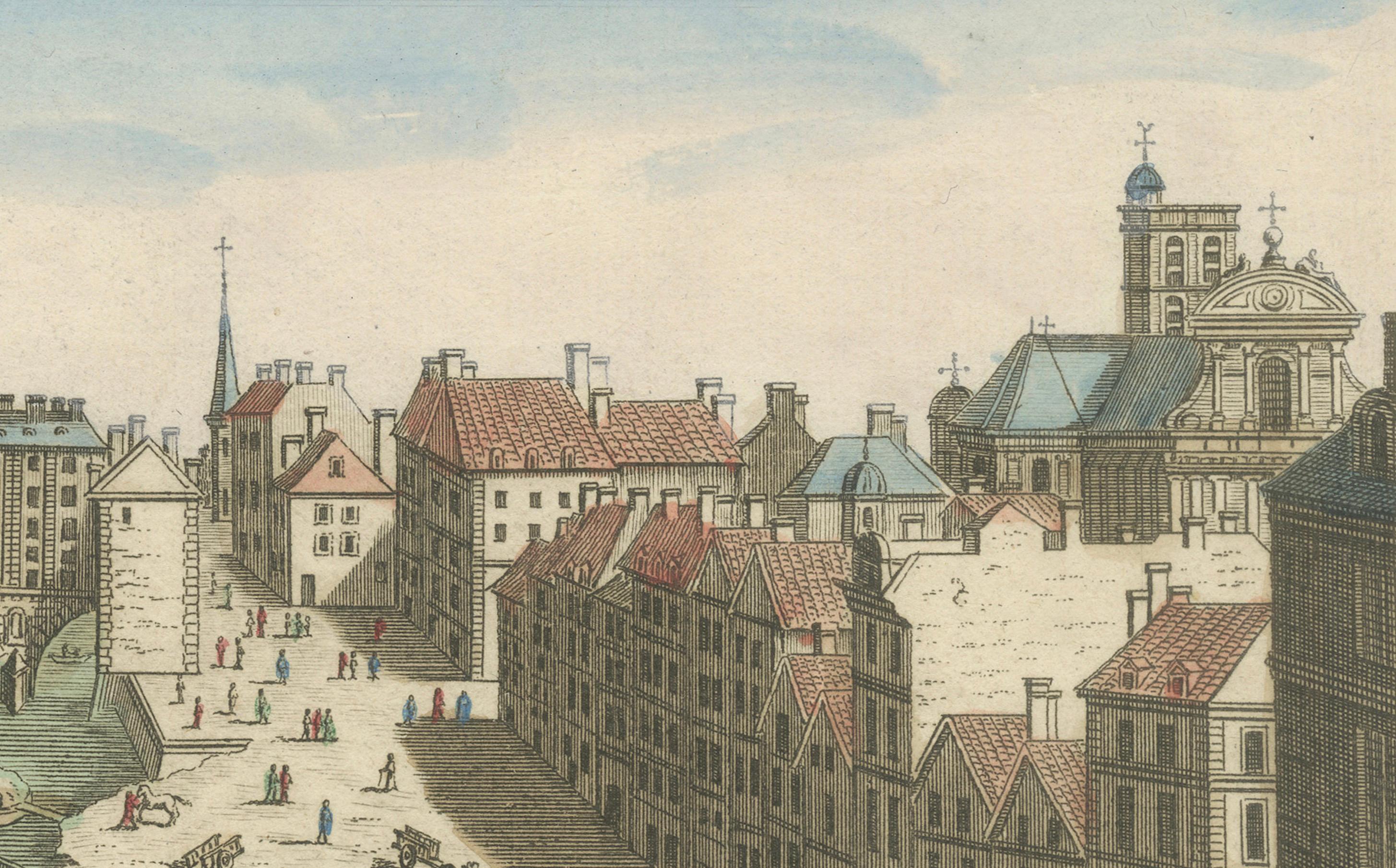 Pont Marie and Pont Rouge in Paris – Hand-Colored Optical View, ca. 1770