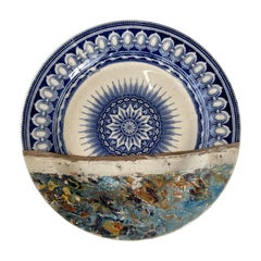 "Pont Royal & the Louvre" unique wall art composition of plates and painting