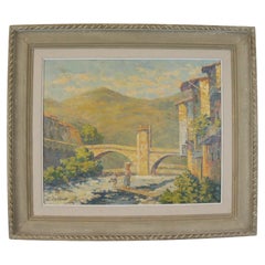 'Pont-Vieux Sospel' Early 20th Century Impressionist Landscape