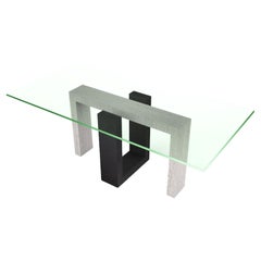 Tavolo da pranzo Ponte in marmo travertino e ardesia nera Design/One contemporaneo