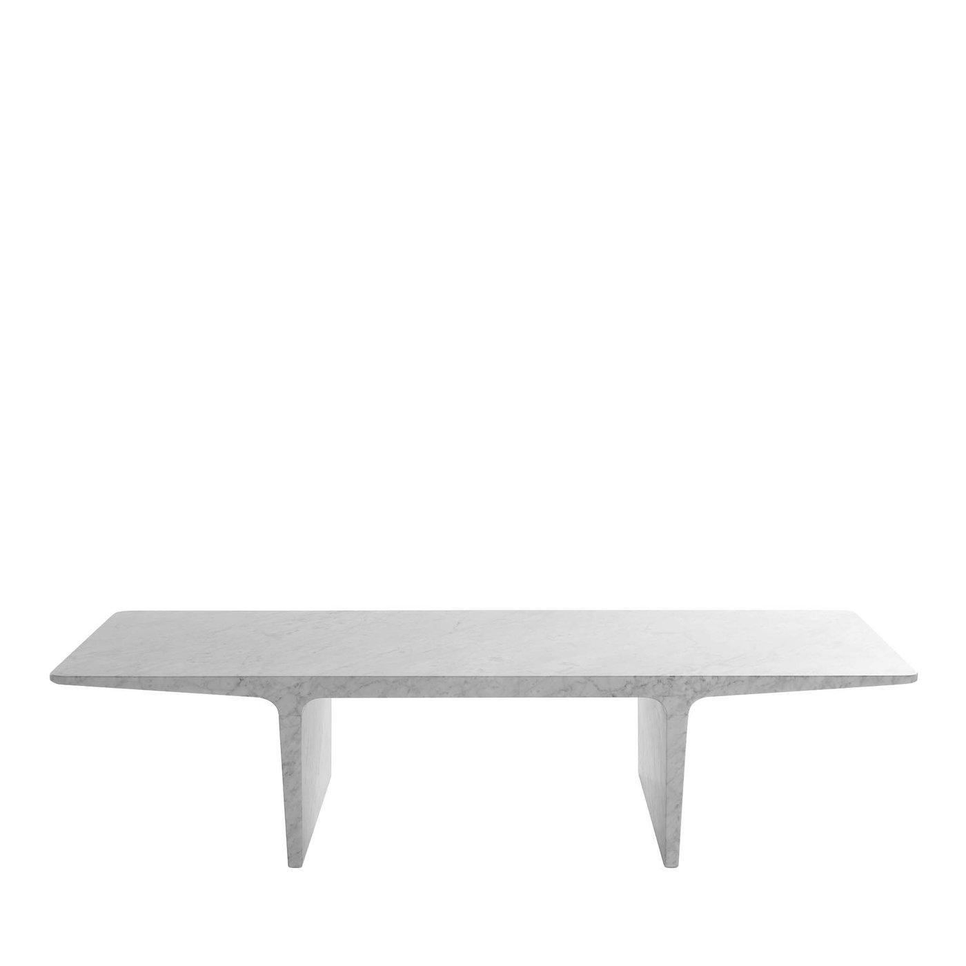 Low table in white Carrara marble, matt polished finish.