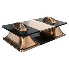 "Ponte Milvio" Coffee Table With Bronze, Handcrafted, Istanbul