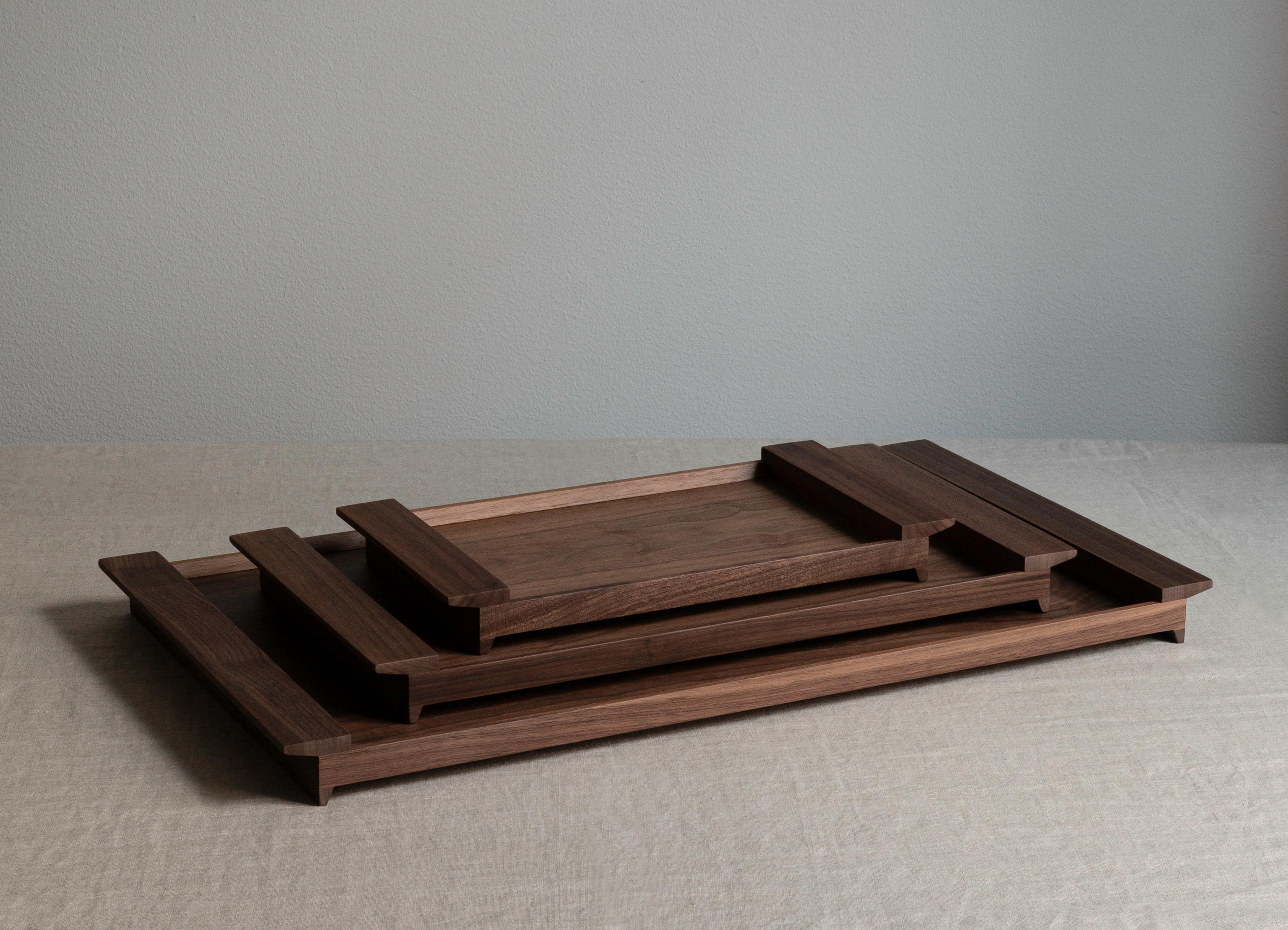 Portuguese Ponte Tray Large in Walnut Handcrafted in Portugal by Origin Made For Sale