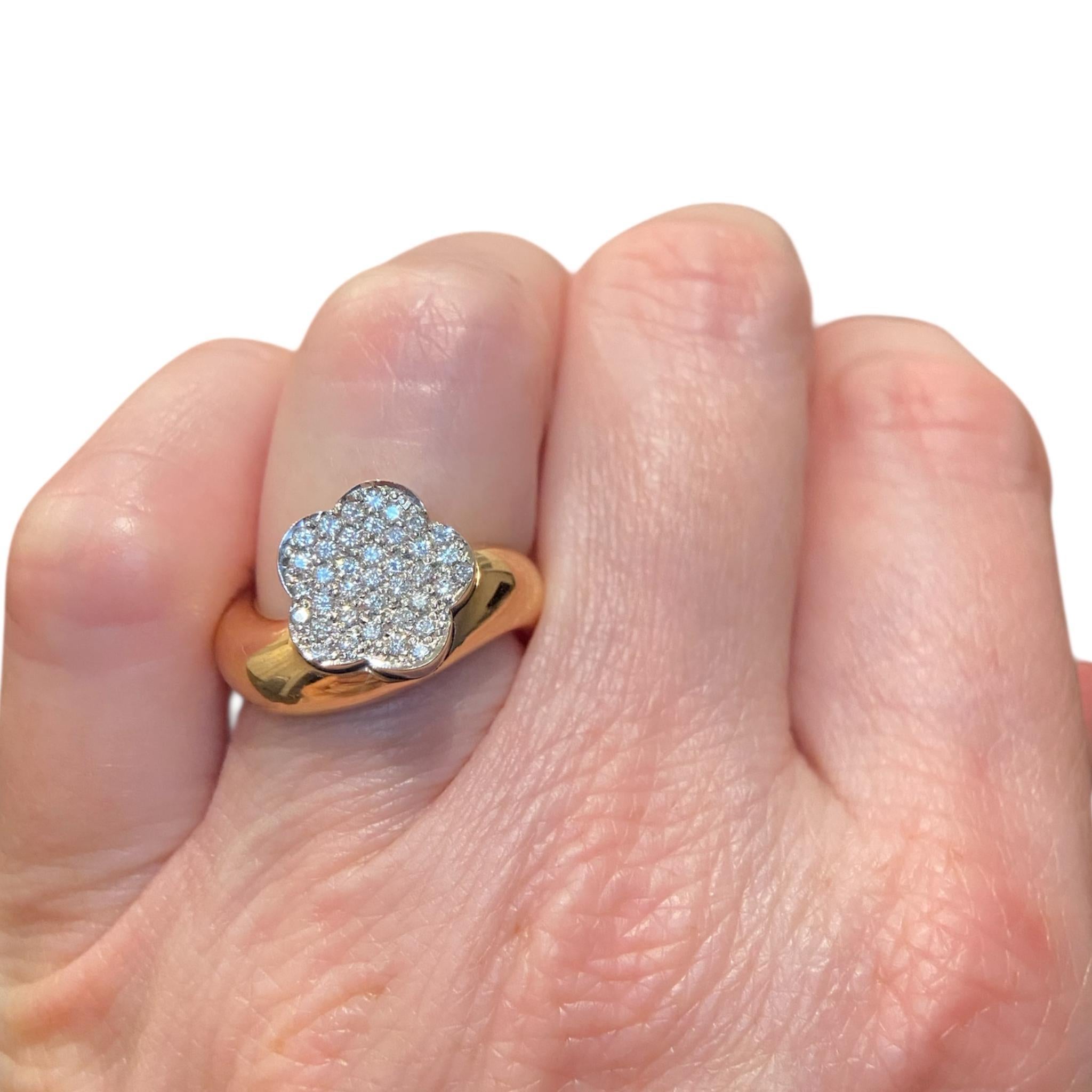 Ponte Vecchio Bague fleur en diamant pavé 18K en vente 5