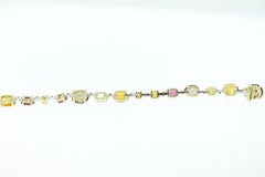 Ponte Vecchio Bracelet en or jaune et blanc 18 carats avec plusieurs pierres précieuses et diamants