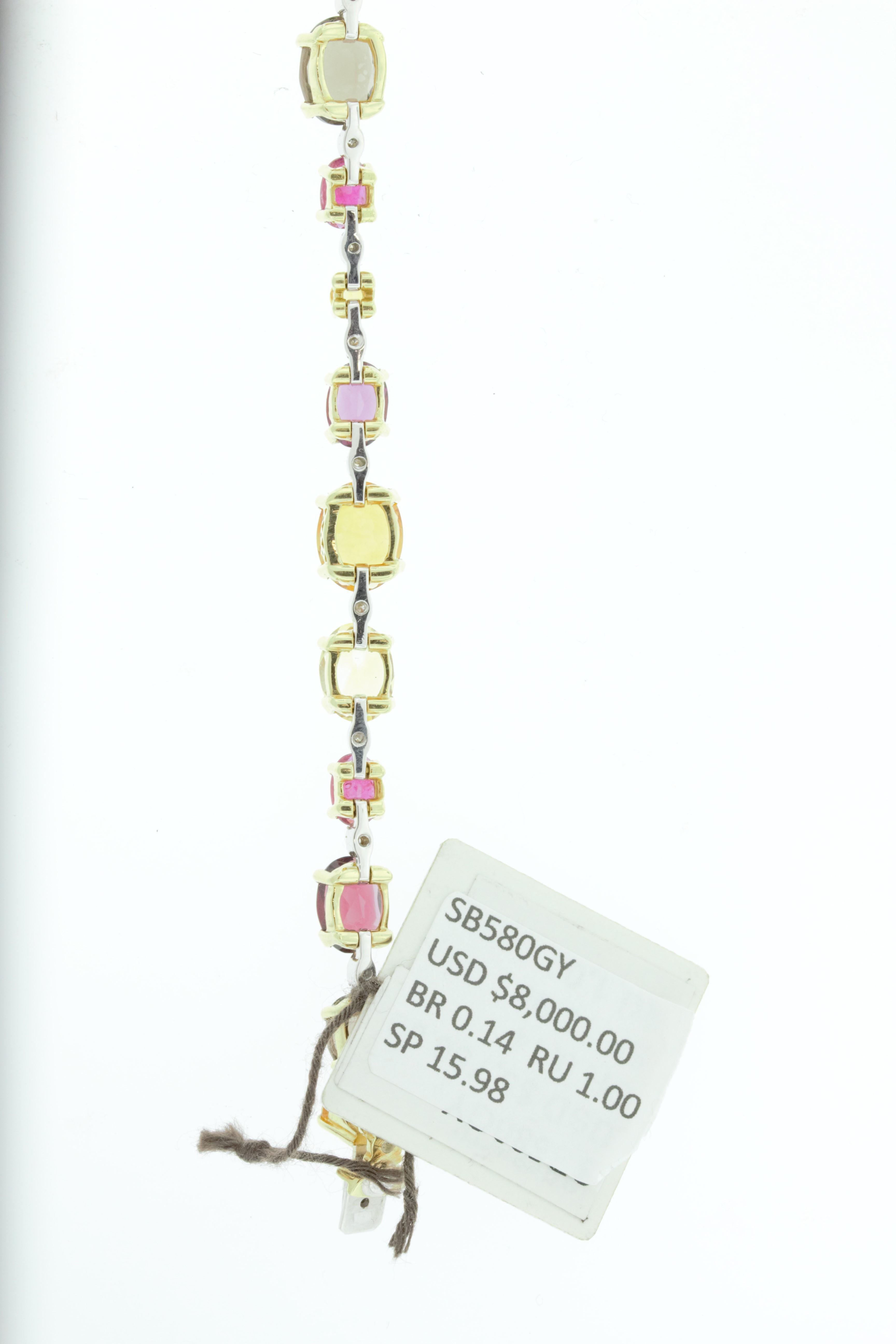 Modern Ponte Vecchio 18 Karat Yellow and White Gold Multi Gemstone and Diamond Bracelet For Sale