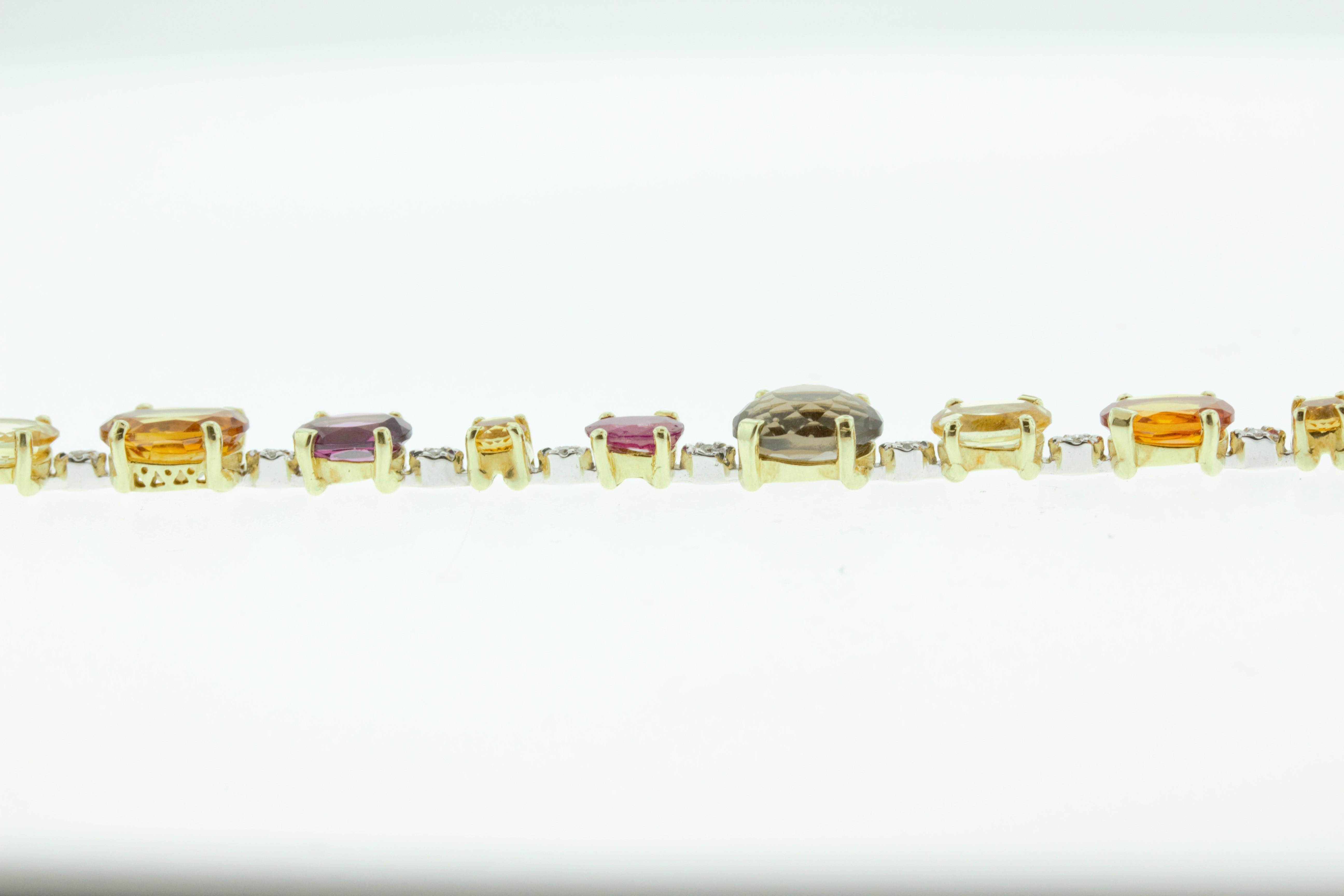 Ponte Vecchio 18 Karat Yellow and White Gold Multi Gemstone and Diamond Bracelet In New Condition For Sale In New York, NY