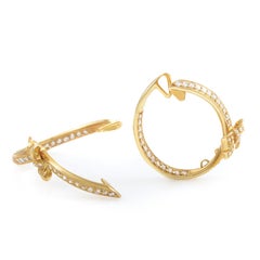 Ponte Vecchio Diamond Gold Bow Hoop Clip-On Earrings