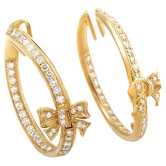 Ponte Vecchio Diamond Gold Bow Hoop Clip-On Earrings