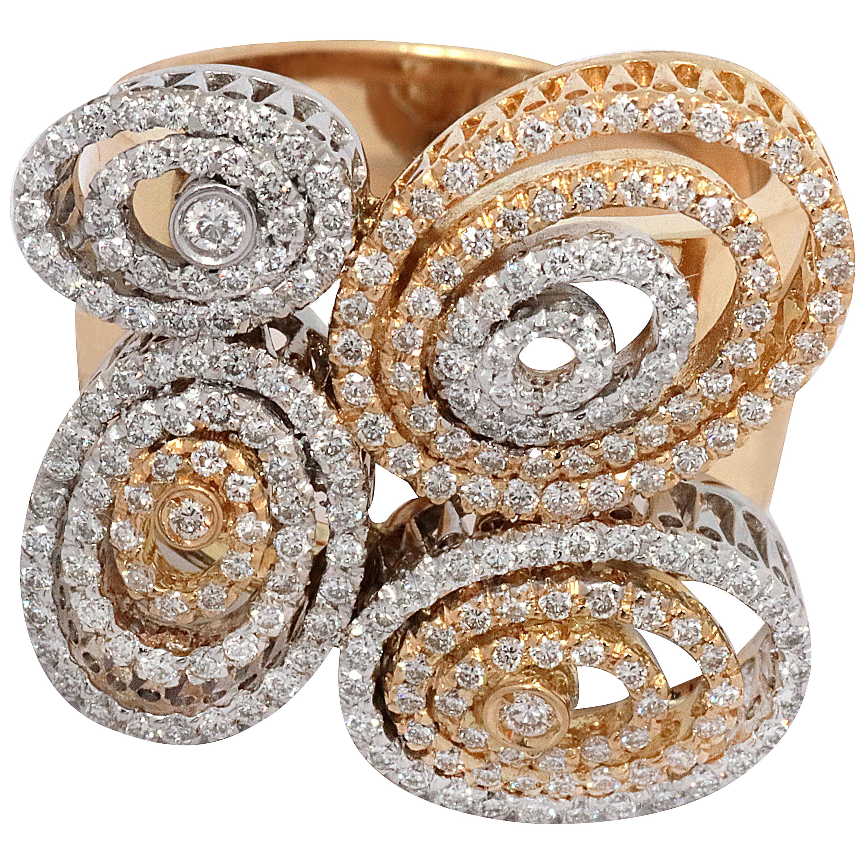 Ponte Vecchio Gioielli 18 Karat Gold Diamond Cocktail Ring For Sale