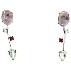 Ponte Vecchio Gioielli 18 Karat Yellow and White Gold Multi Gemstone Earrings