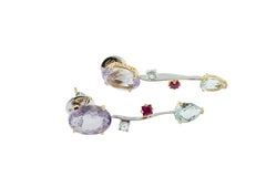 Ponte Vecchio Gioielli 18 Karat Yellow and White Gold Multi Gemstone Earrings