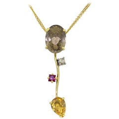 Ponte Vecchio Gioielli Collier pendentif multi-pierres en or jaune 18 carats