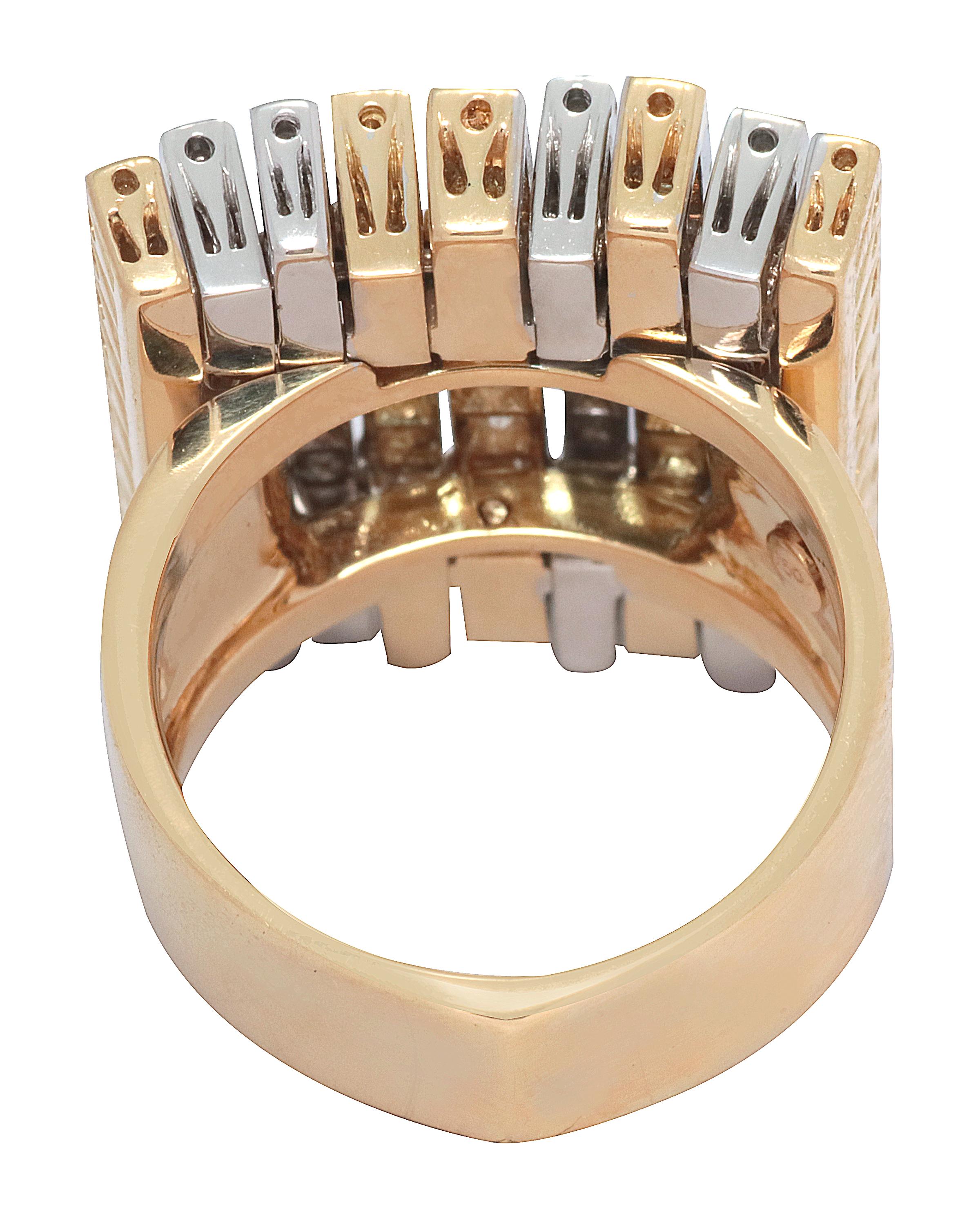 Ponte Vecchio Gioielli 18k White Gold and 18k Yellow Gold Ring. Ring Size 7.5. Diamond(1.86tcw). Shipped in Ponte Vecchio Gioielli Box. Model Number SA282BRD-56 -  Manufacturers Suggested Retail $6,420