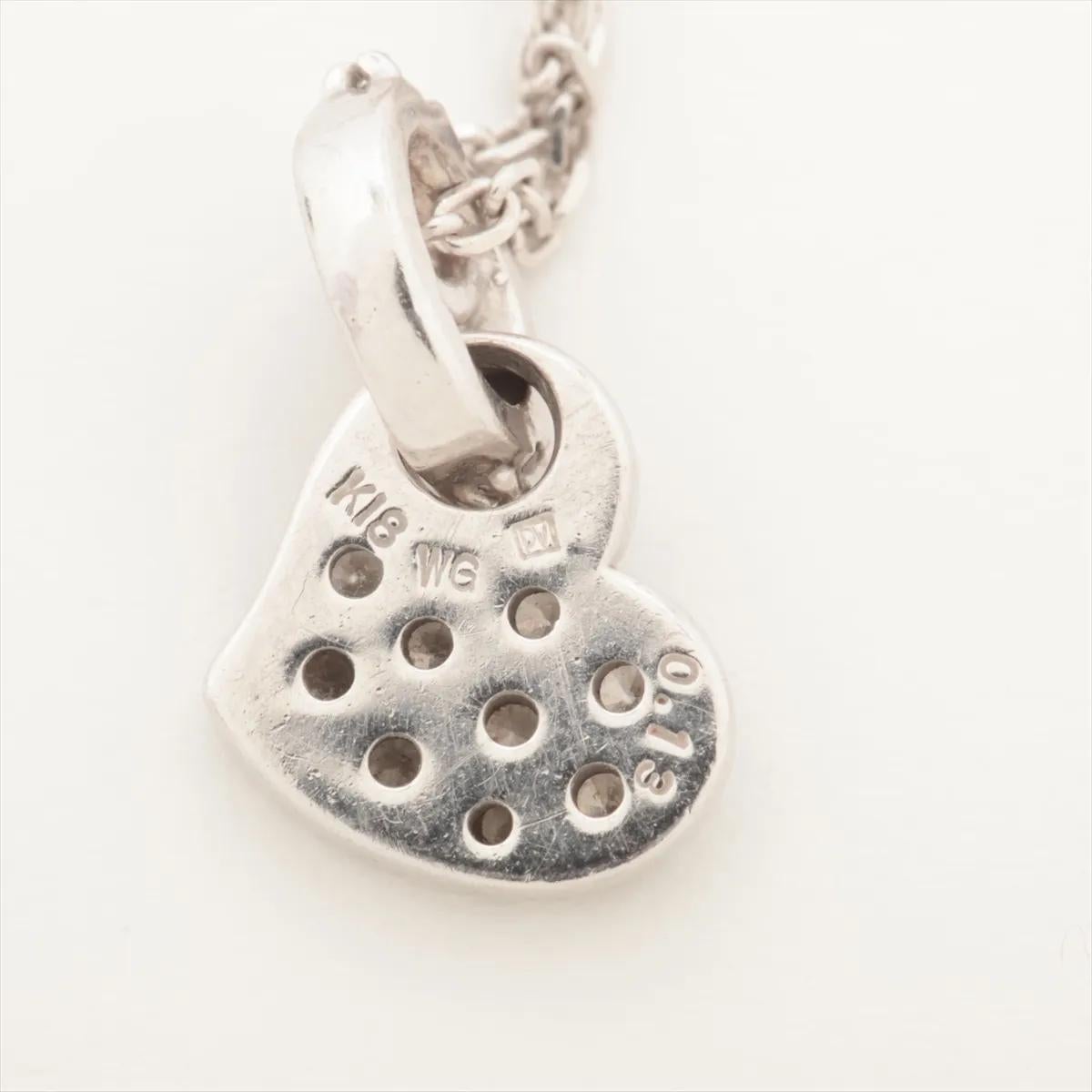 Donna Collana con ciondolo a forma di cuore in oro bianco di Ponte Vecchio in vendita