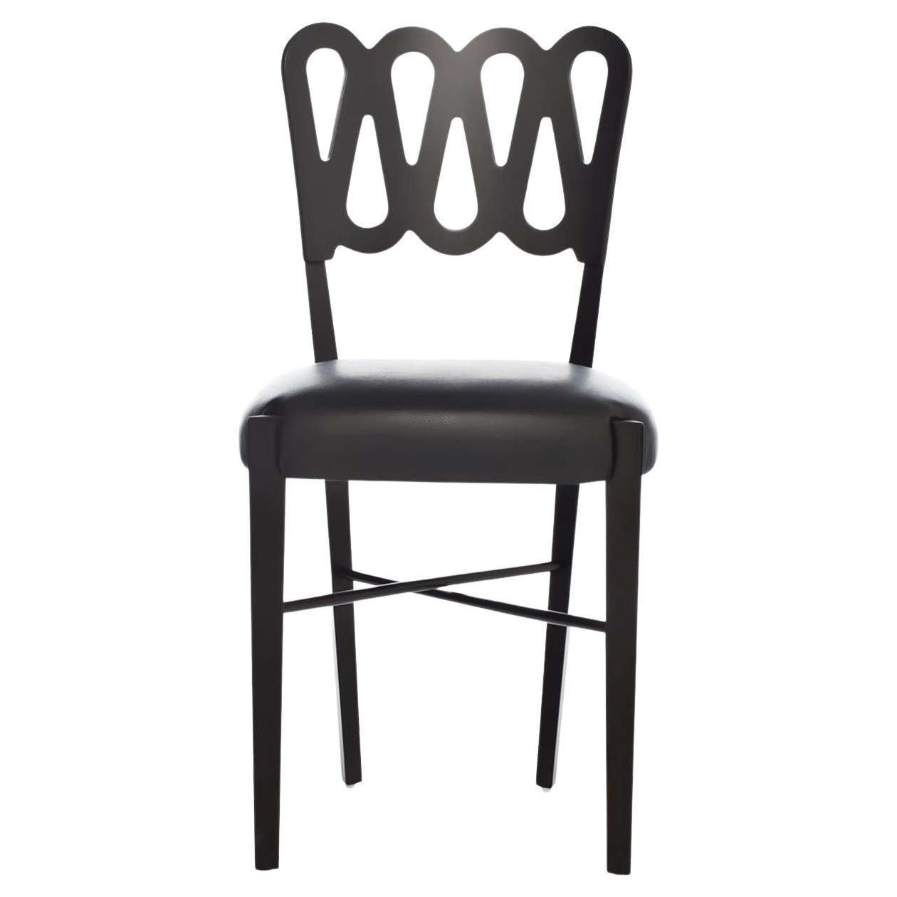 Gio Ponti 969 Stuhl aus schwarzem Leder von Gio Ponti