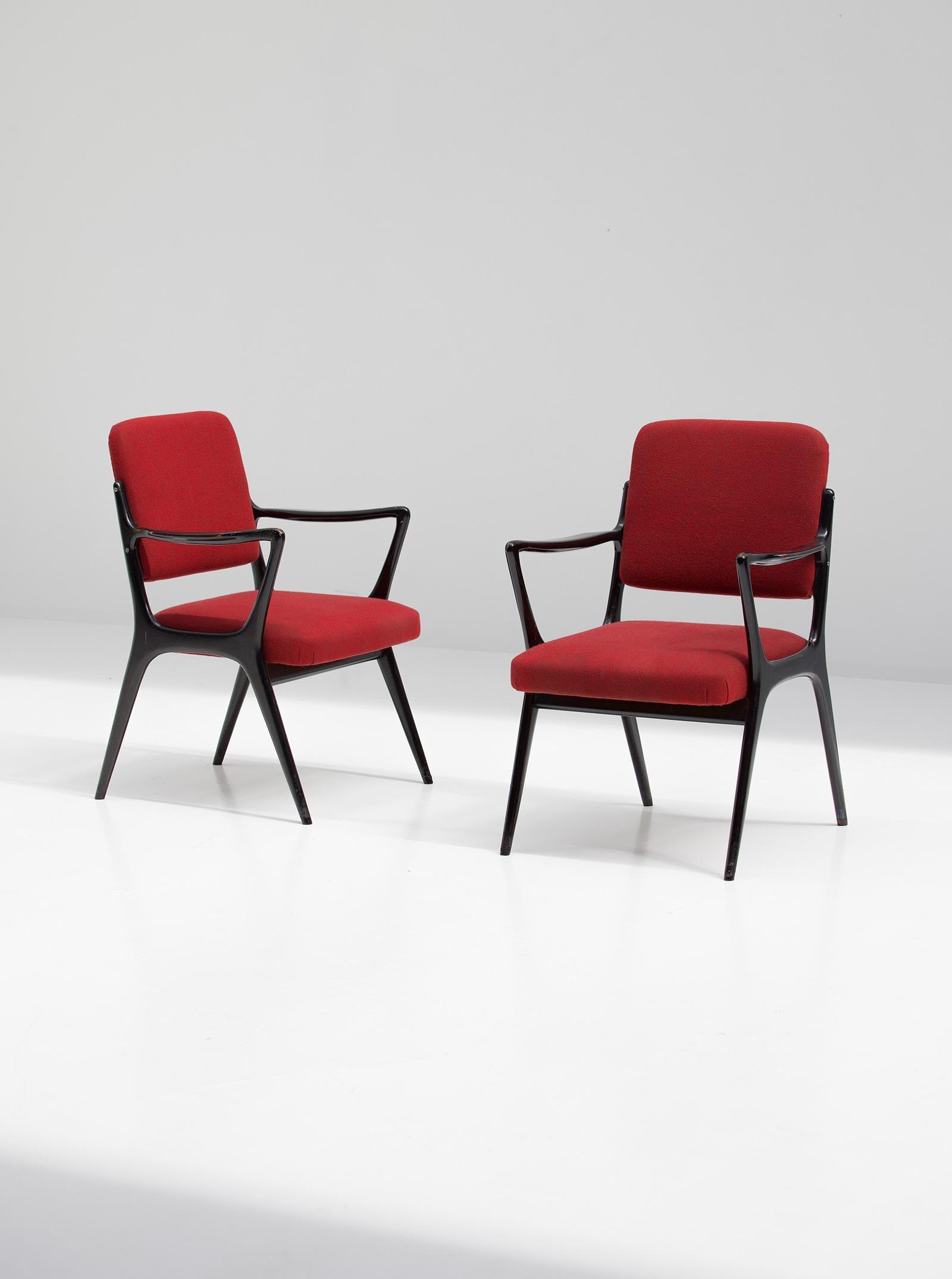 Ponti Style Armchairs by Alfred Hendrickx, 1950s In Good Condition In Antwerp, BE