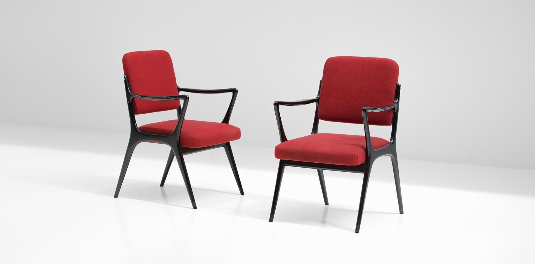 Mid-20th Century Ponti Style Armchairs by Alfred Hendrickx, 1950s