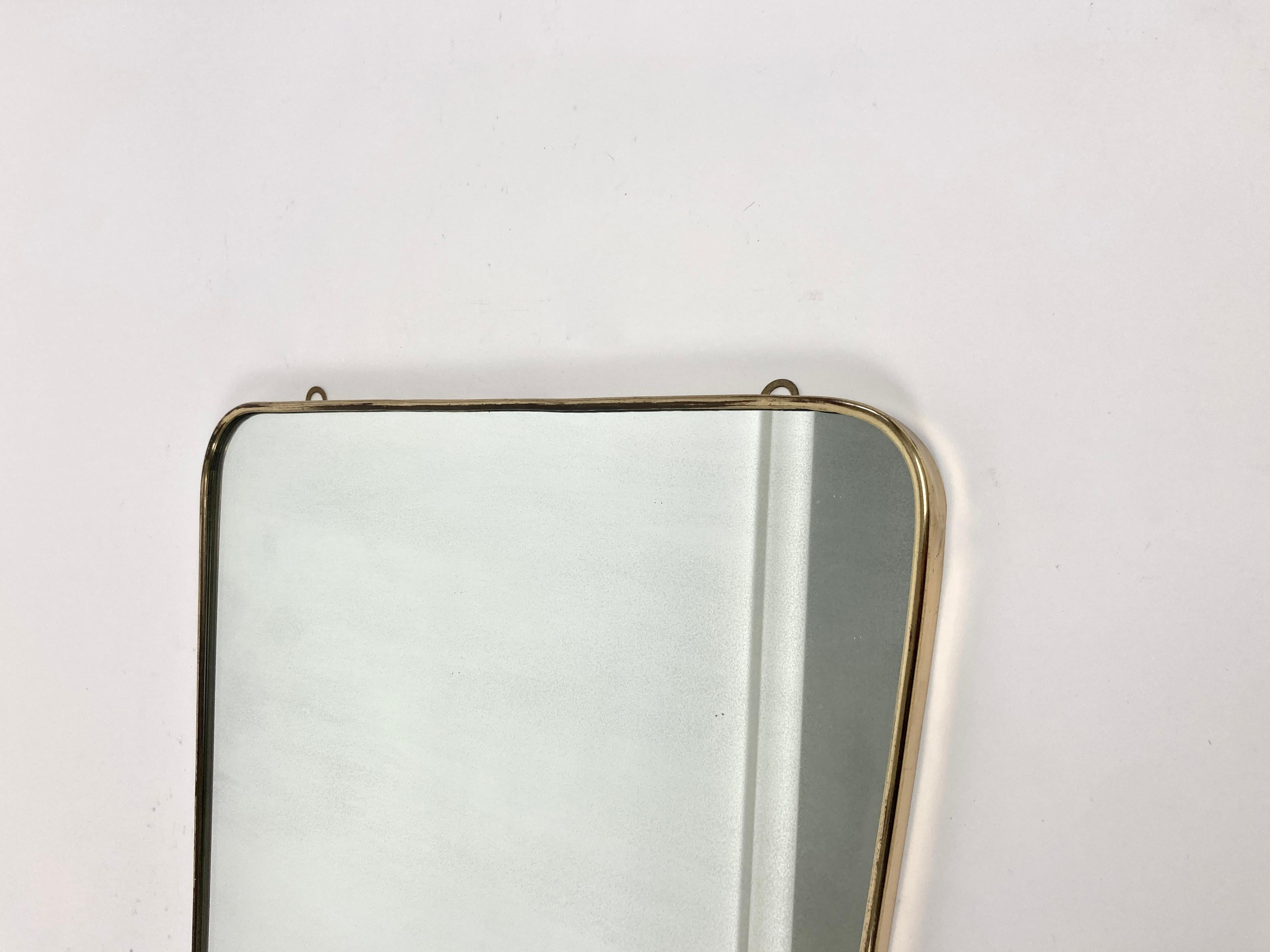 Ponti Style Brass Frame Wall Mirror, Italy 1950-60 6