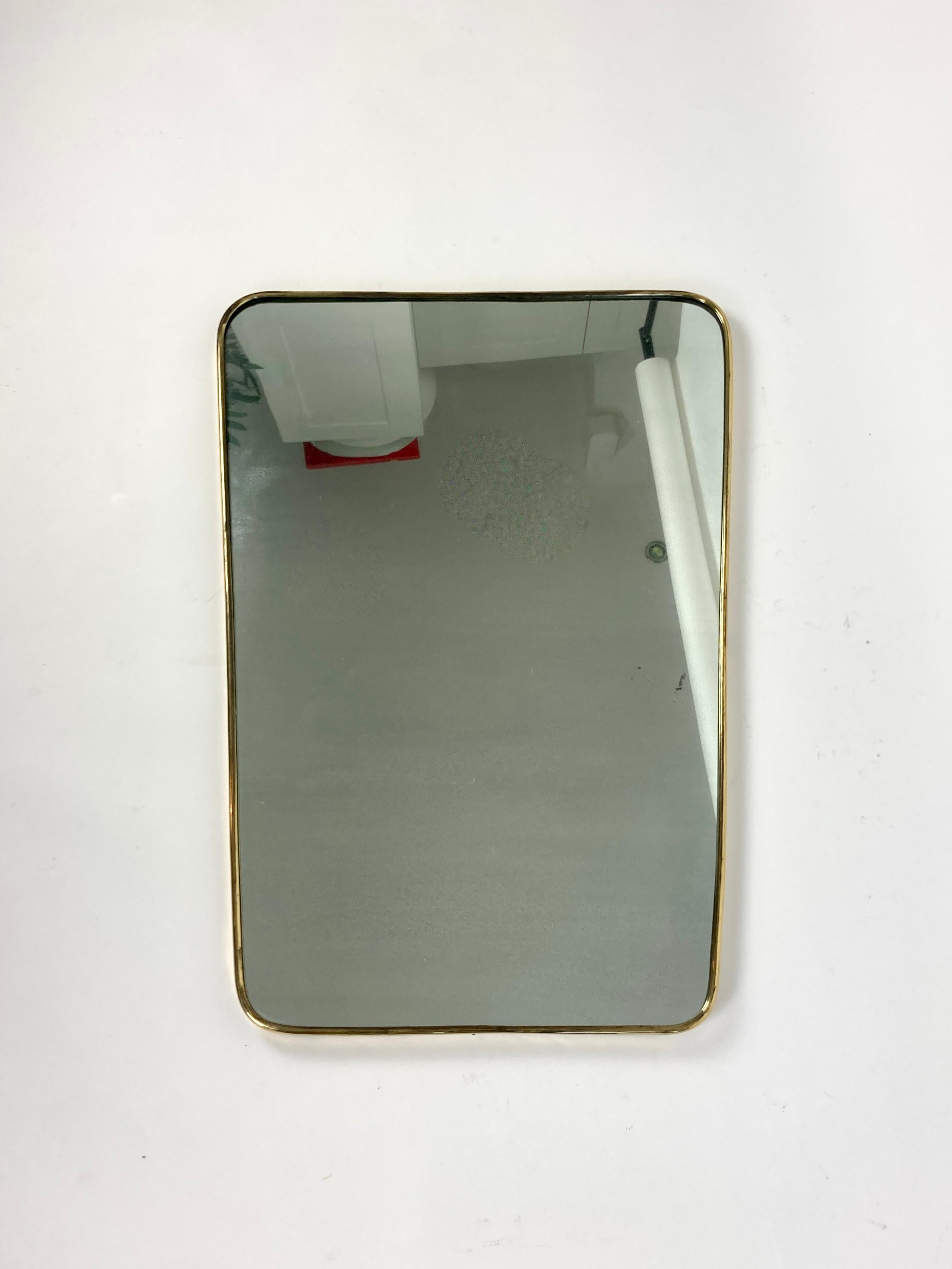 Ponti Style Brass Frame Wall Mirror, Italy 1950-60 3