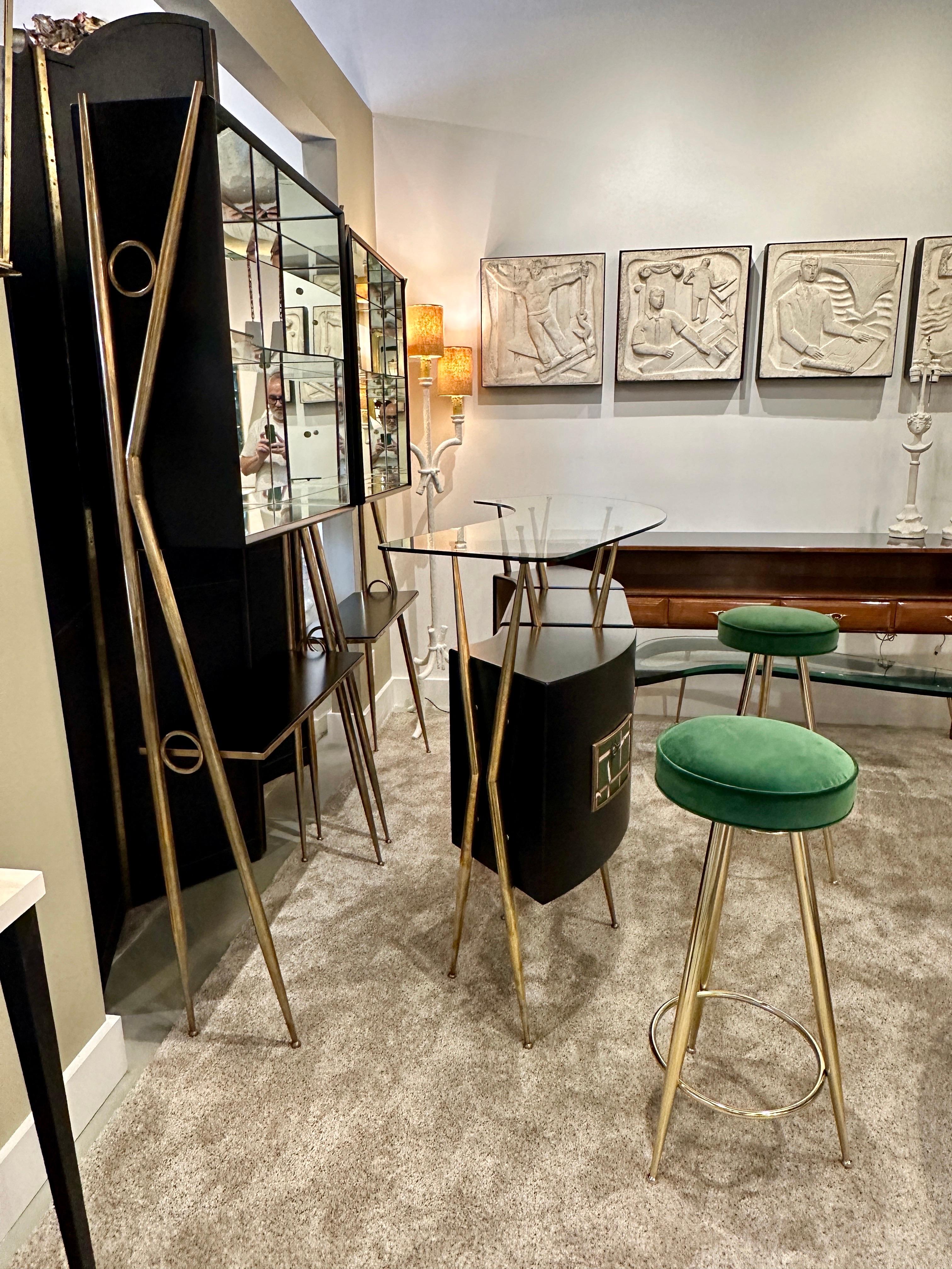 Brass Ponti Style Five-Piece Italian Mid-Century Bar Set