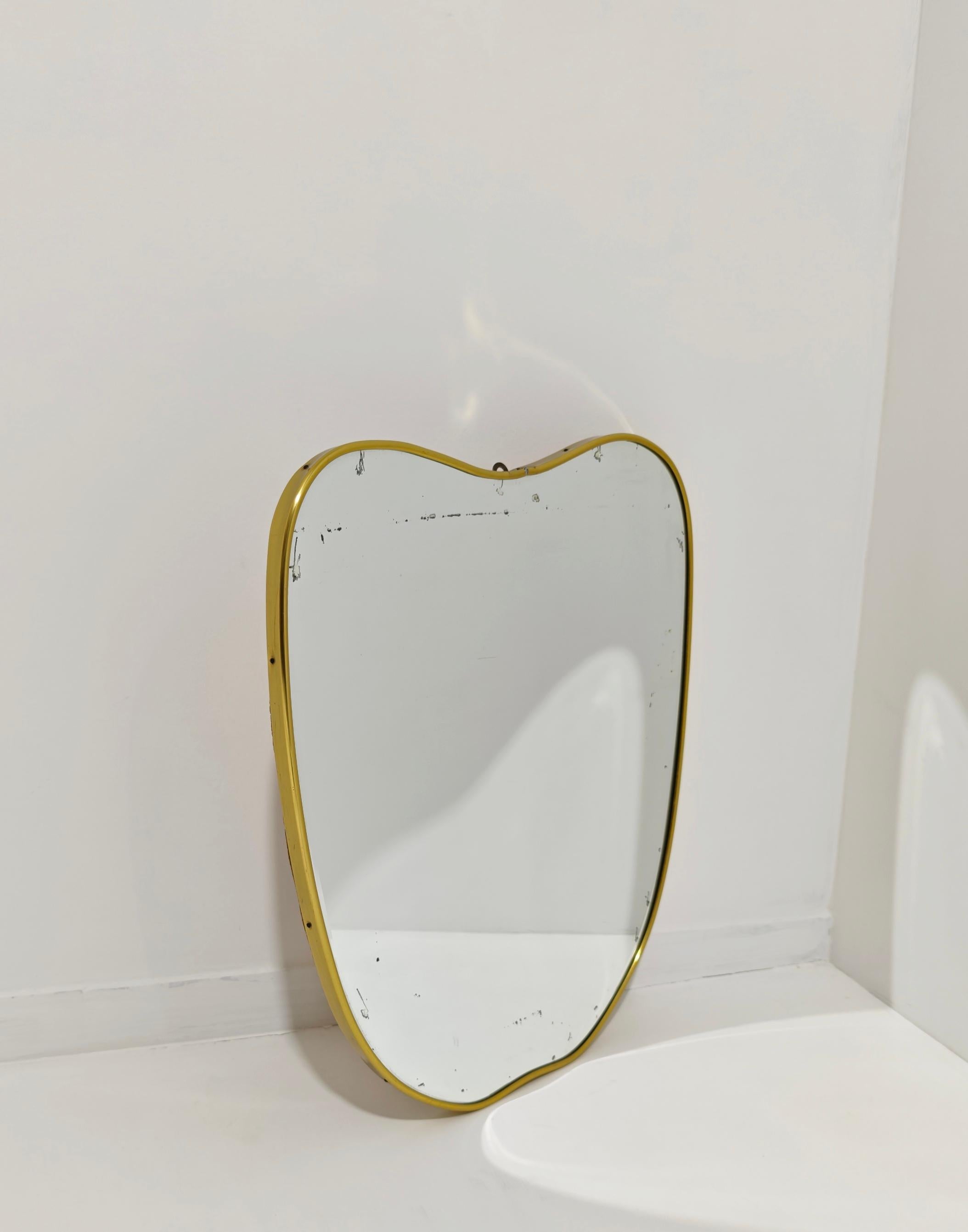 Ponti Stil Mid-Century Gold Messing Wandspiegel Design Produktion Italien 1950er Jahre im Angebot 5
