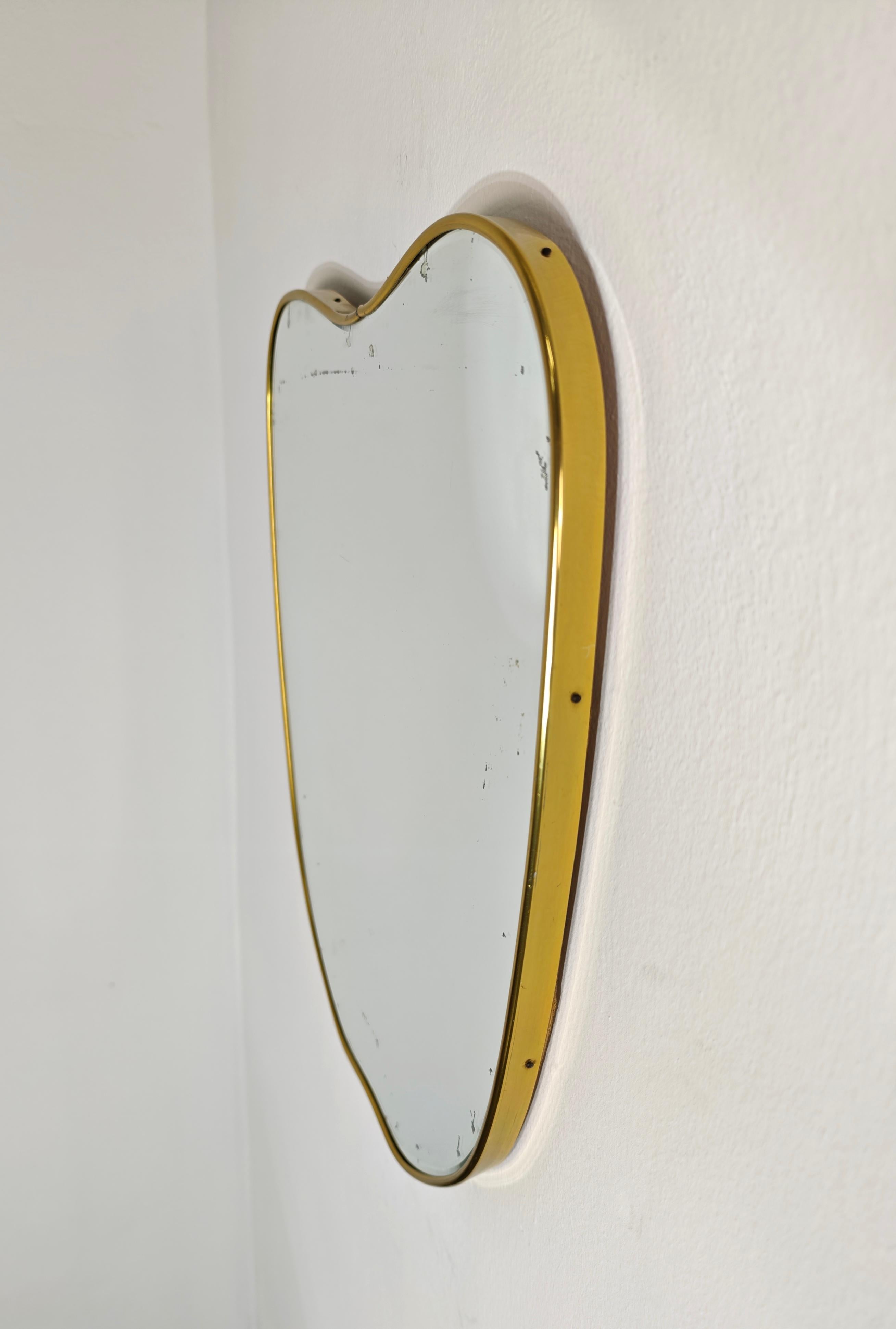 Ponti Stil Mid-Century Gold Messing Wandspiegel Design Produktion Italien 1950er Jahre im Angebot 6