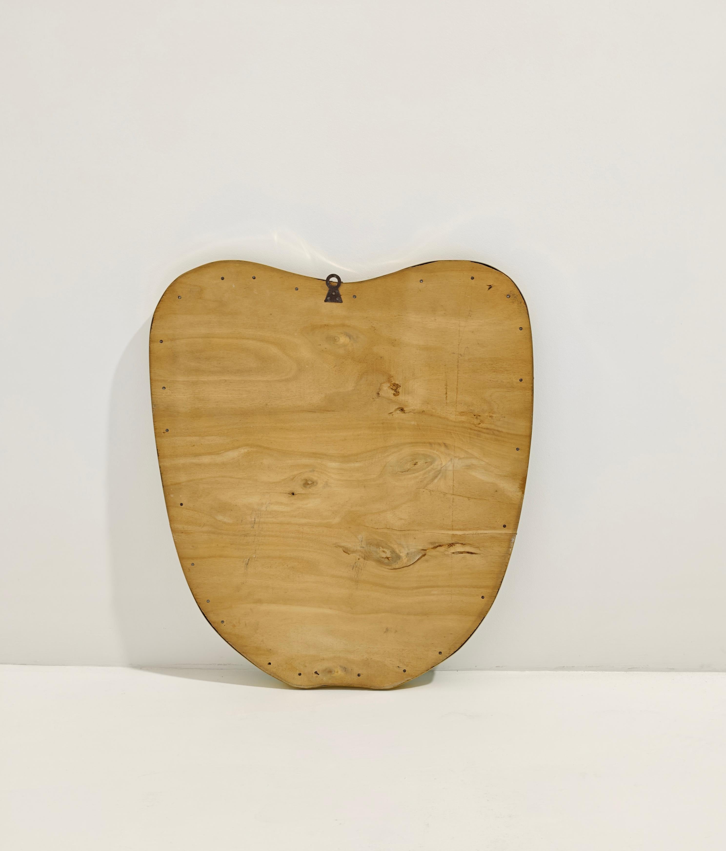 Ponti Stil Mid-Century Gold Messing Wandspiegel Design Produktion Italien 1950er Jahre im Angebot 1