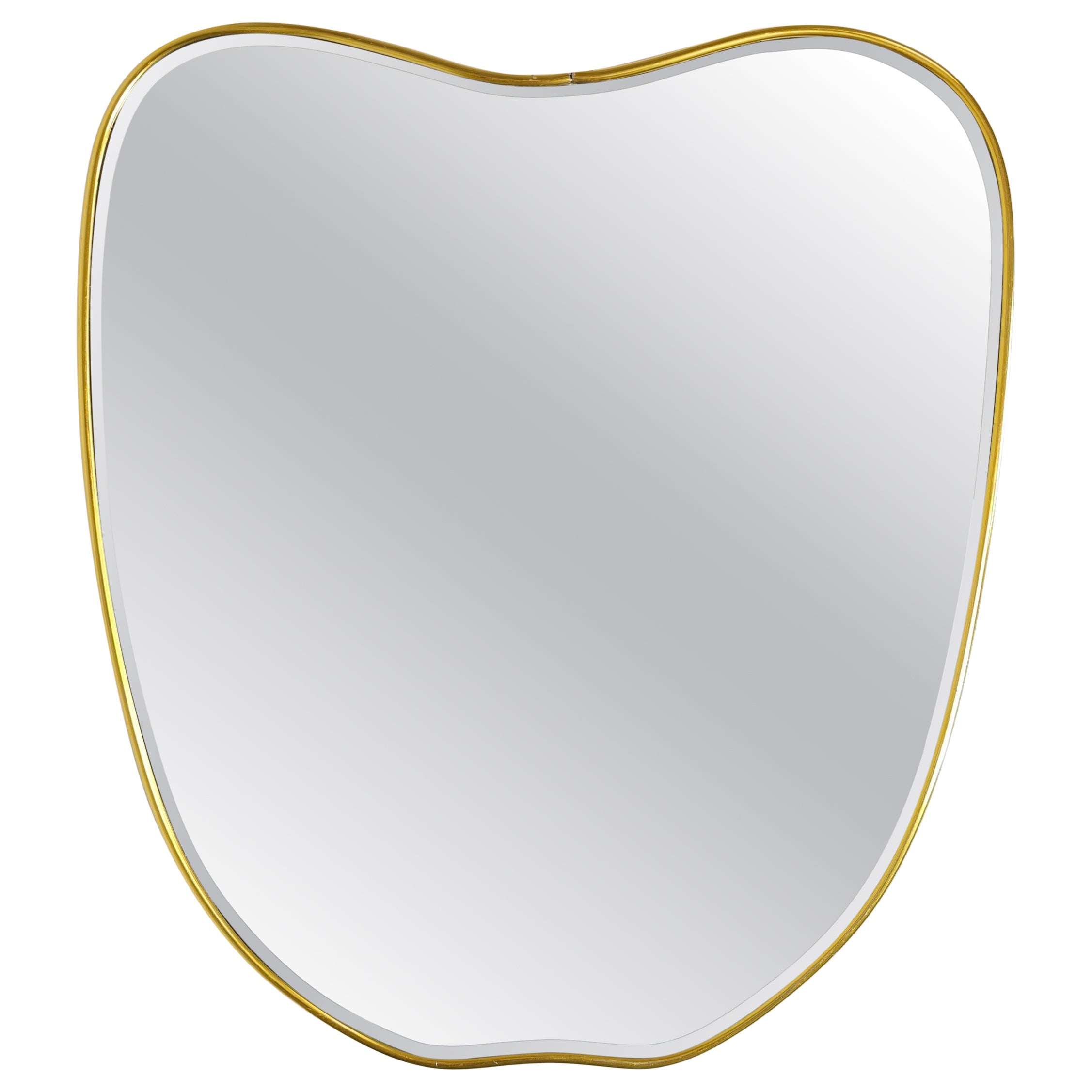 Ponti Stil Mid-Century Gold Messing Wandspiegel Design Produktion Italien 1950er Jahre im Angebot